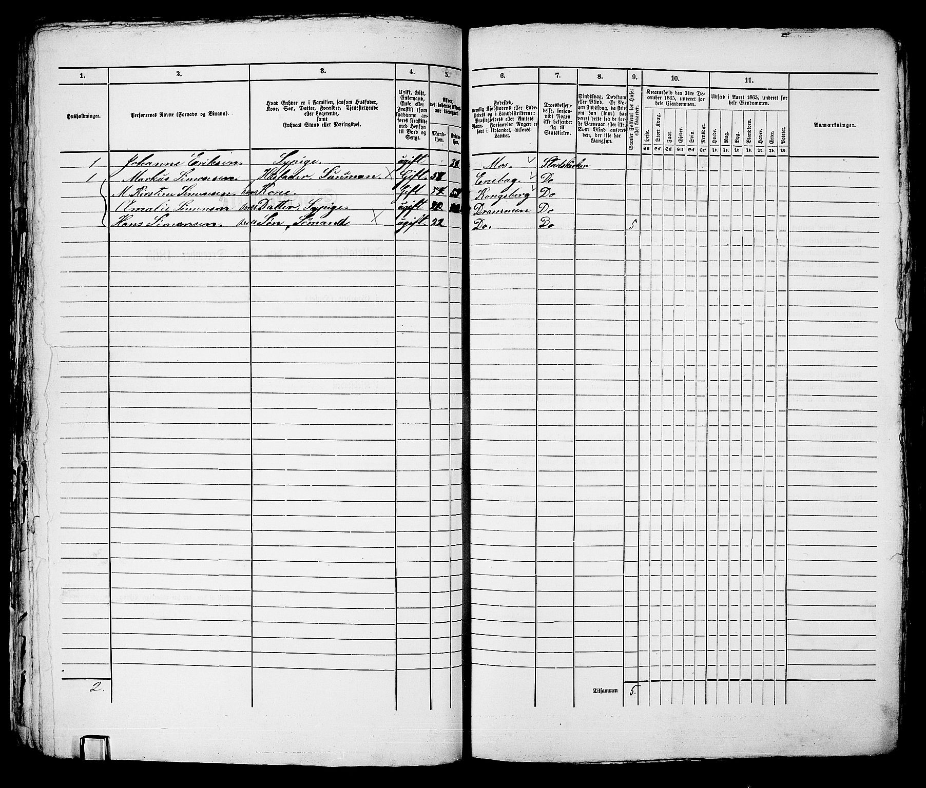 RA, 1865 census for Bragernes in Drammen, 1865, p. 758