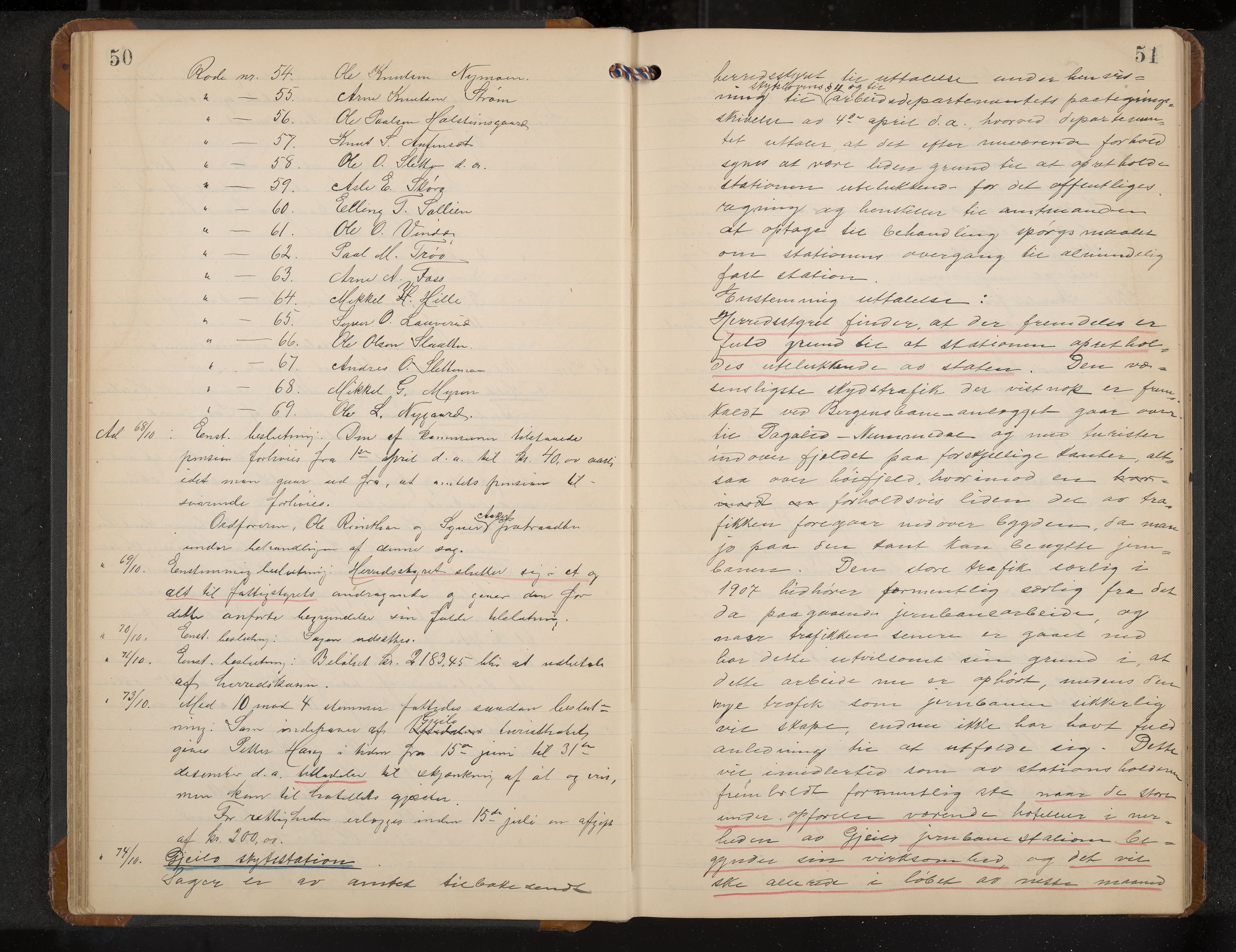 Hol formannskap og sentraladministrasjon, IKAK/0620021-1/A/L0005: Møtebok, 1909-1915, p. 50-51