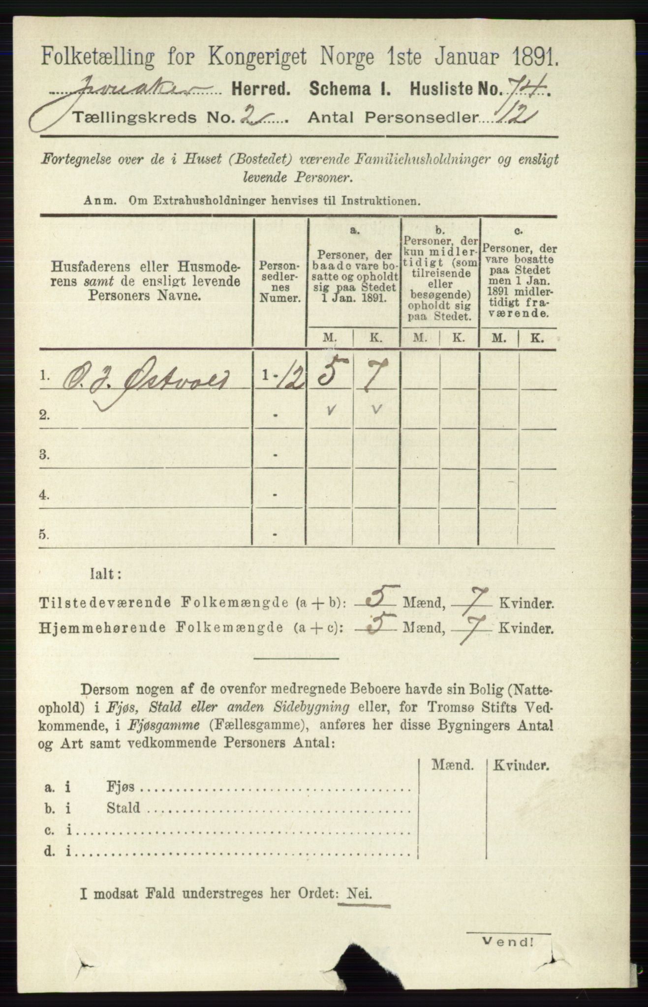 RA, 1891 census for 0532 Jevnaker, 1891, p. 630
