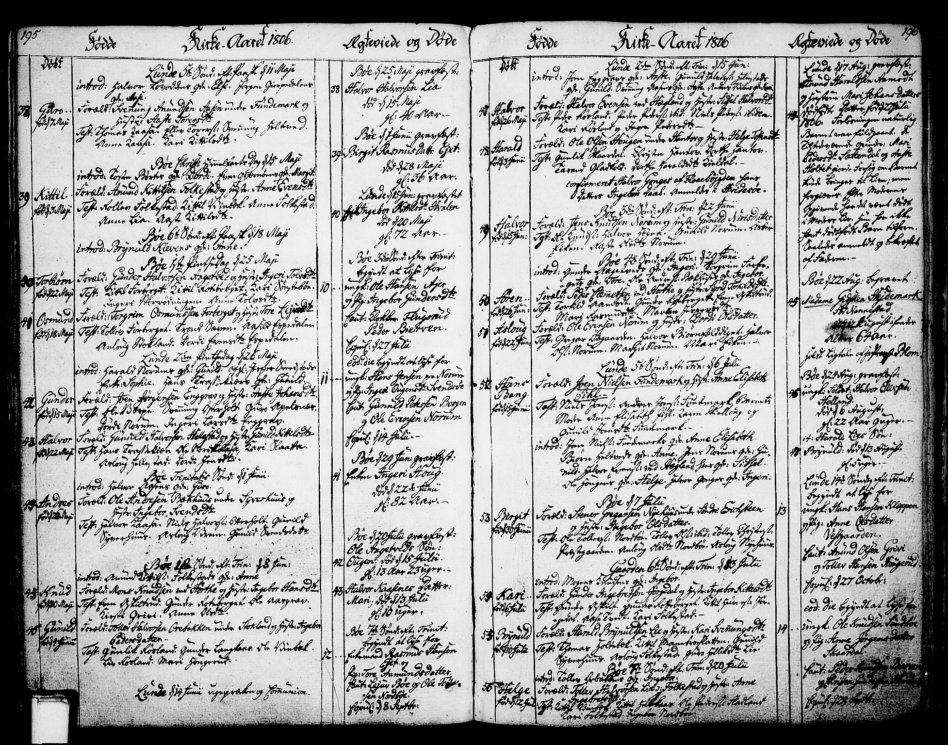 Bø kirkebøker, SAKO/A-257/F/Fa/L0005: Parish register (official) no. 5, 1785-1815, p. 195-196