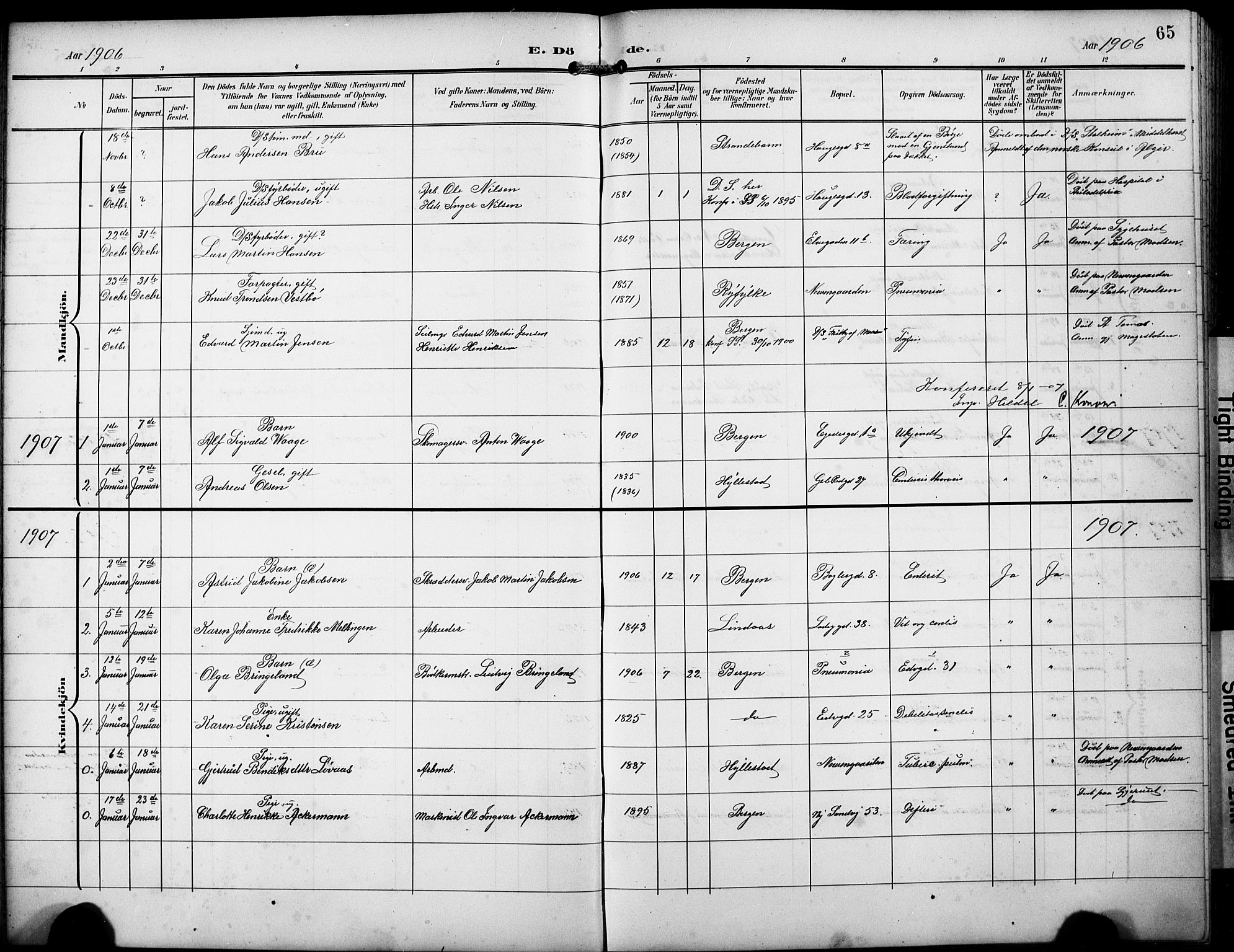 Sandviken Sokneprestembete, SAB/A-77601/H/Hb/L0017: Parish register (copy) no. E 1, 1903-1926, p. 65