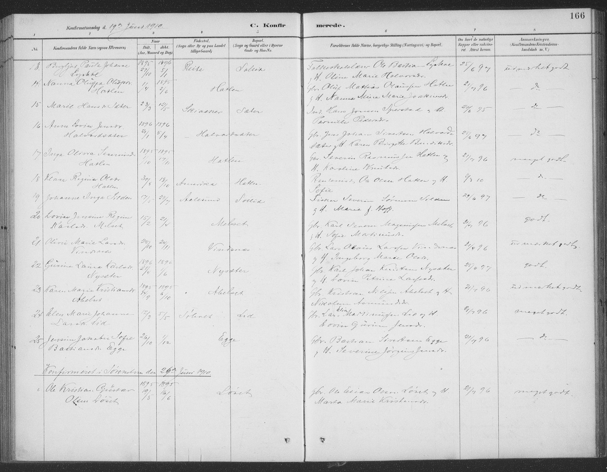 Ministerialprotokoller, klokkerbøker og fødselsregistre - Møre og Romsdal, AV/SAT-A-1454/522/L0316: Parish register (official) no. 522A11, 1890-1911, p. 166