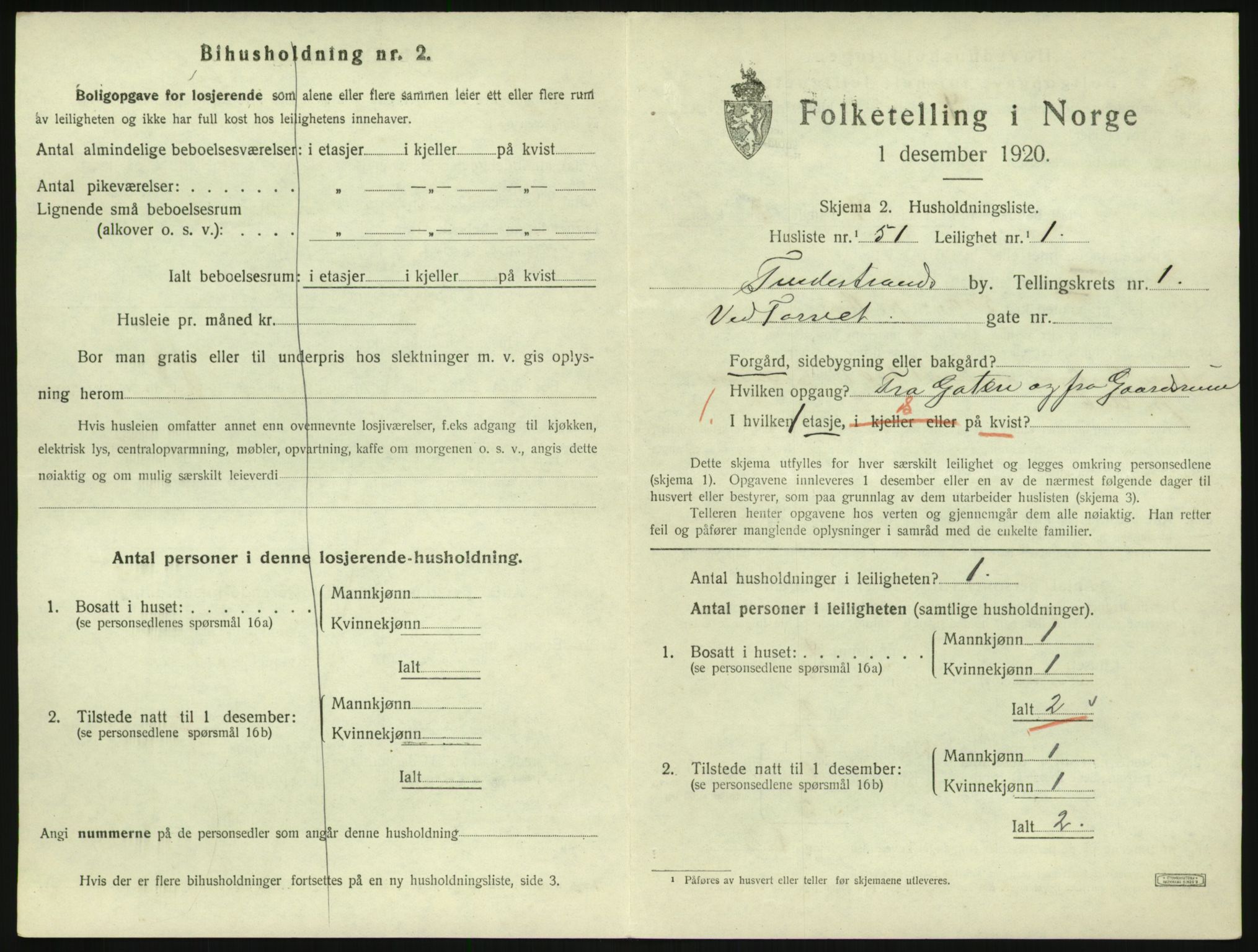 SAK, 1920 census for Tvedestrand, 1920, p. 743