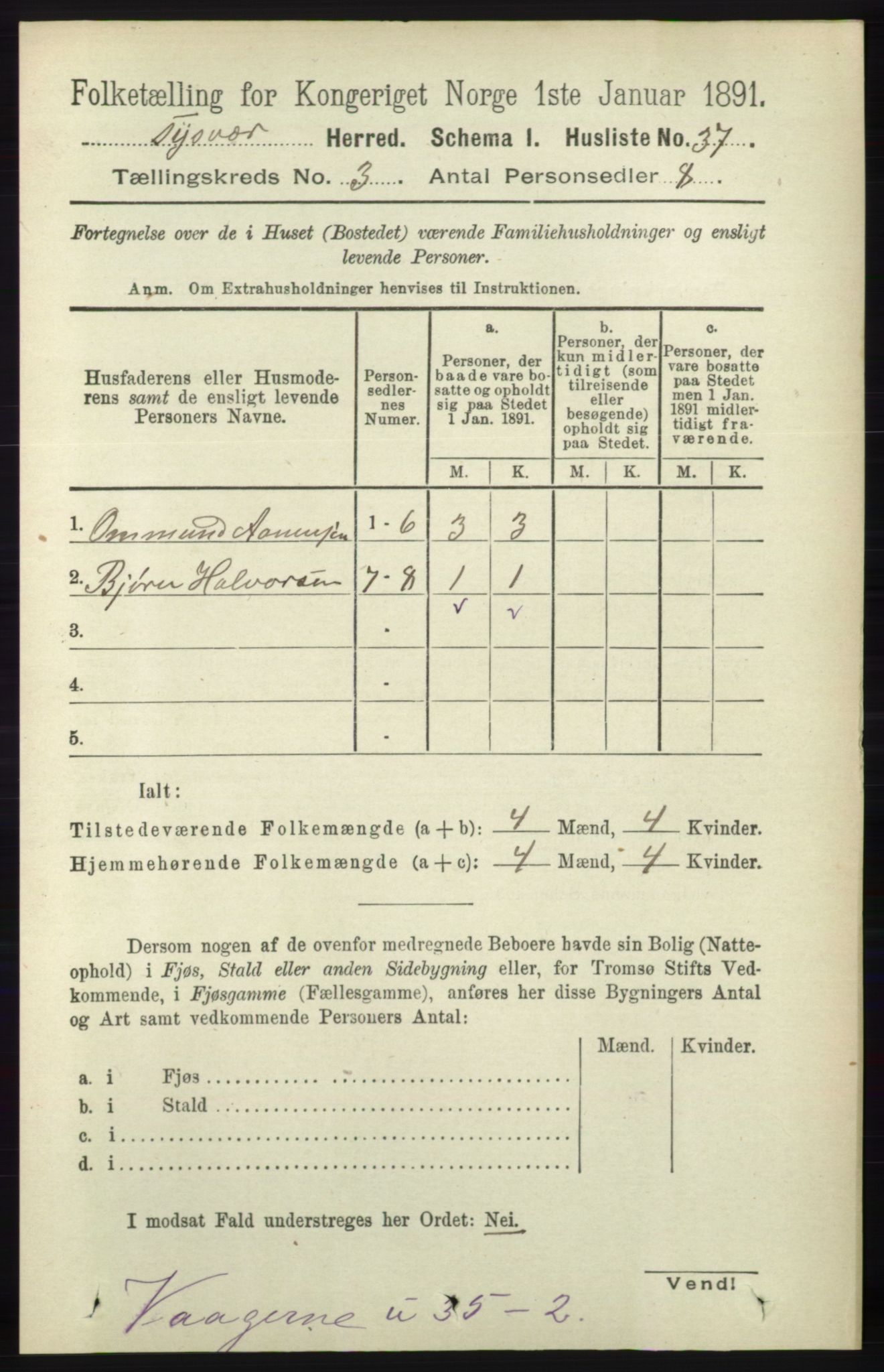 RA, 1891 census for 1146 Tysvær, 1891, p. 1219