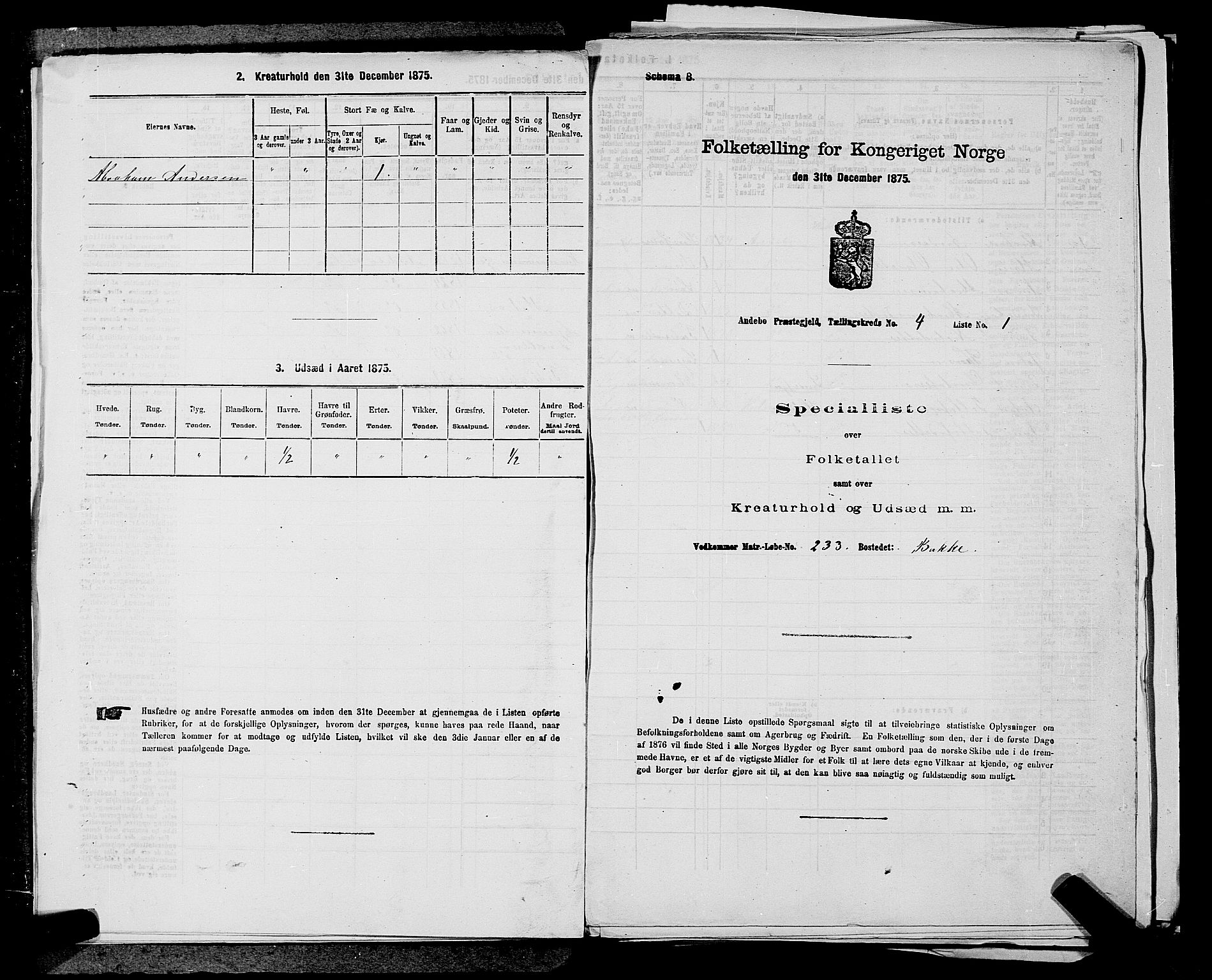 SAKO, 1875 census for 0719P Andebu, 1875, p. 435