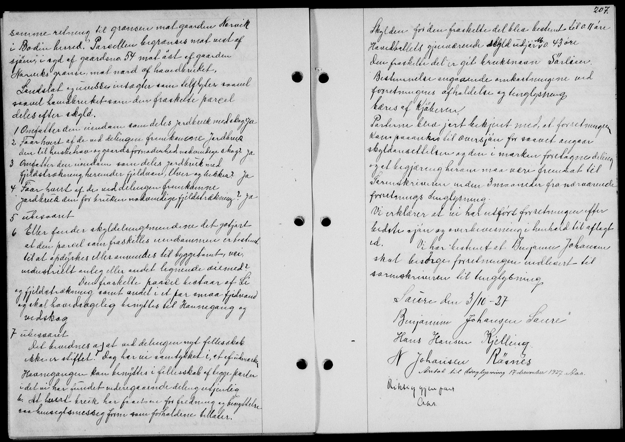 Salten sorenskriveri, SAT/A-4578/1/2/2C/L0055: Mortgage book no. 45, 1927-1928, Deed date: 19.12.1927