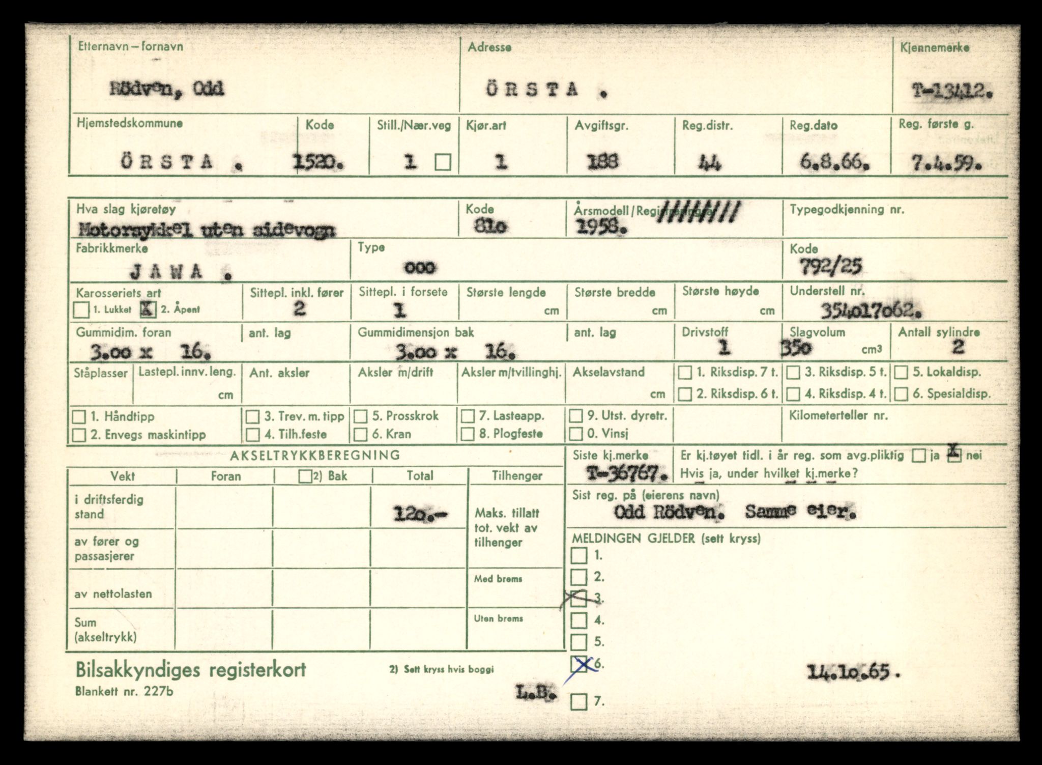 Møre og Romsdal vegkontor - Ålesund trafikkstasjon, AV/SAT-A-4099/F/Fe/L0039: Registreringskort for kjøretøy T 13361 - T 13530, 1927-1998, p. 861