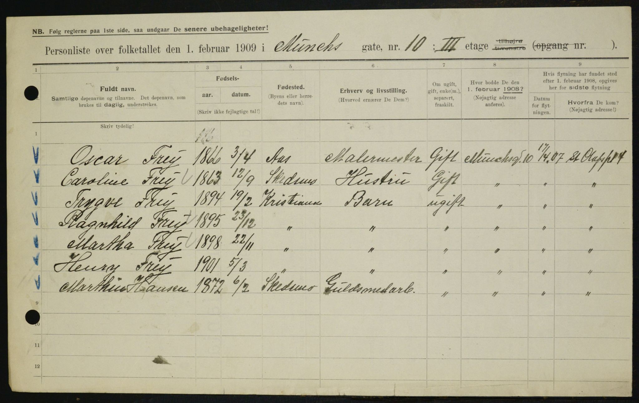 OBA, Municipal Census 1909 for Kristiania, 1909, p. 60387