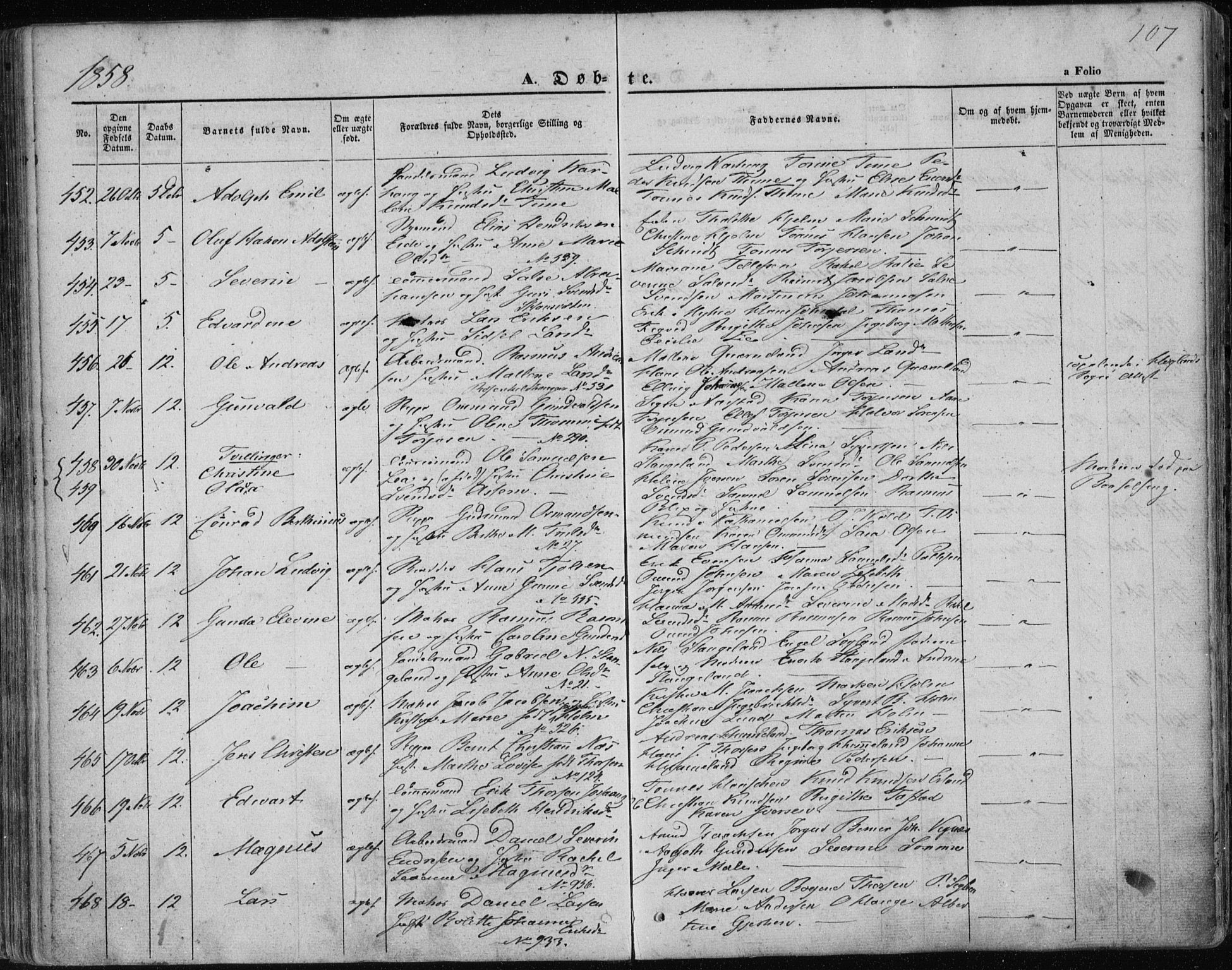 Domkirken sokneprestkontor, AV/SAST-A-101812/001/30/30BA/L0017: Parish register (official) no. A 16, 1855-1867, p. 107