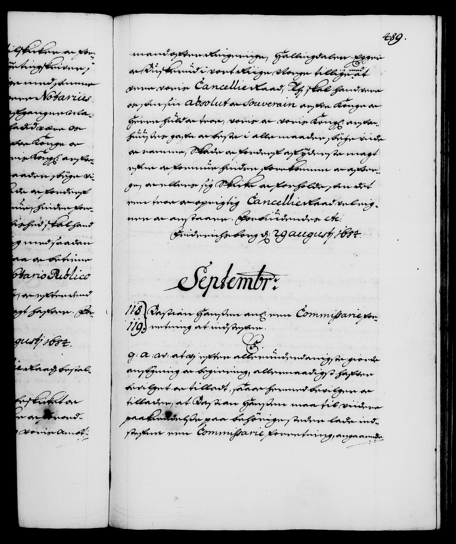 Danske Kanselli 1572-1799, RA/EA-3023/F/Fc/Fca/Fcaa/L0013: Norske registre (mikrofilm), 1681-1684, p. 489a