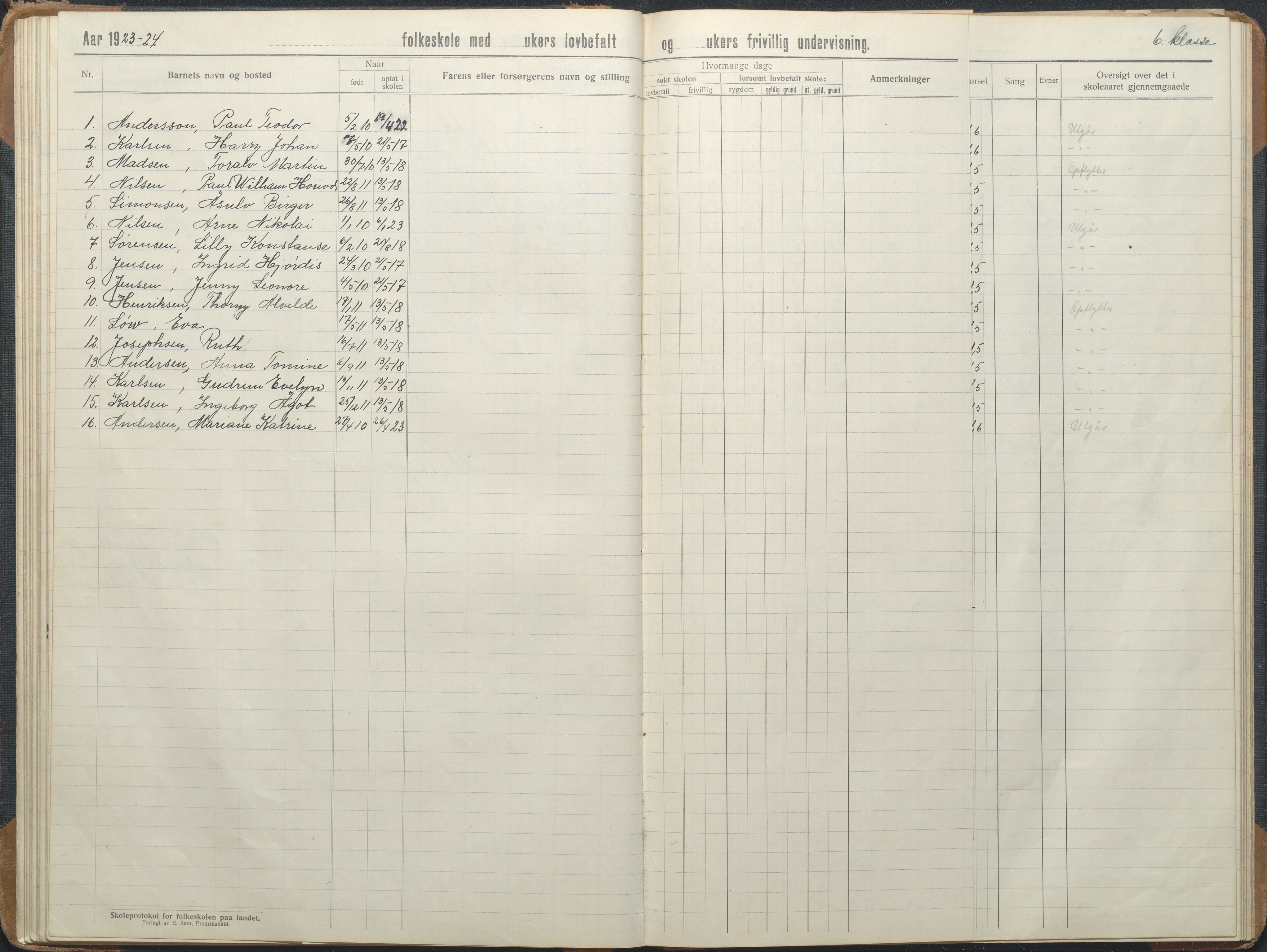 Stokken kommune, AAKS/KA0917-PK/04/04d/L0012: Skoleprotokoll, 1913-1938