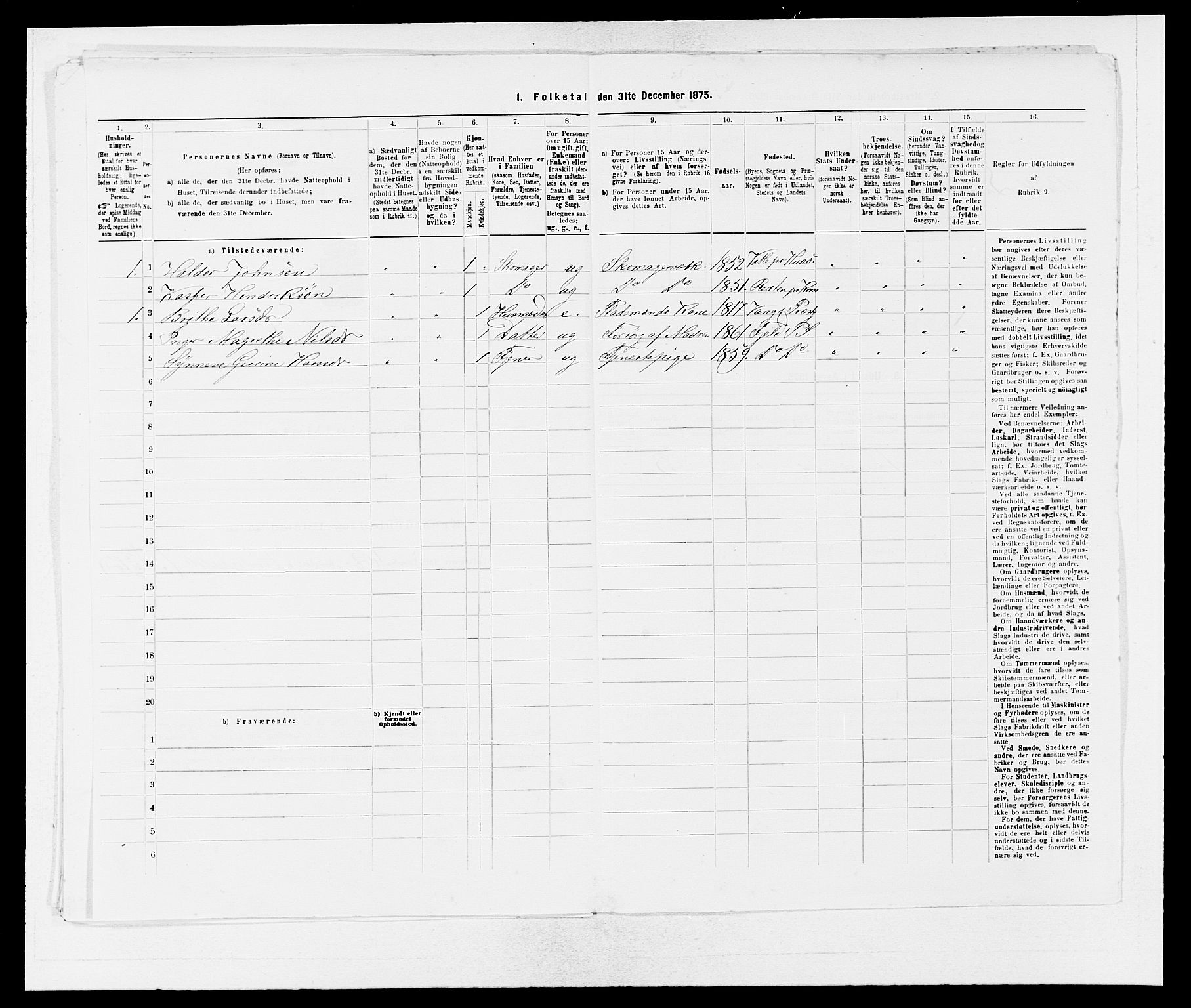 SAB, 1875 census for 1246P Fjell, 1875, p. 126