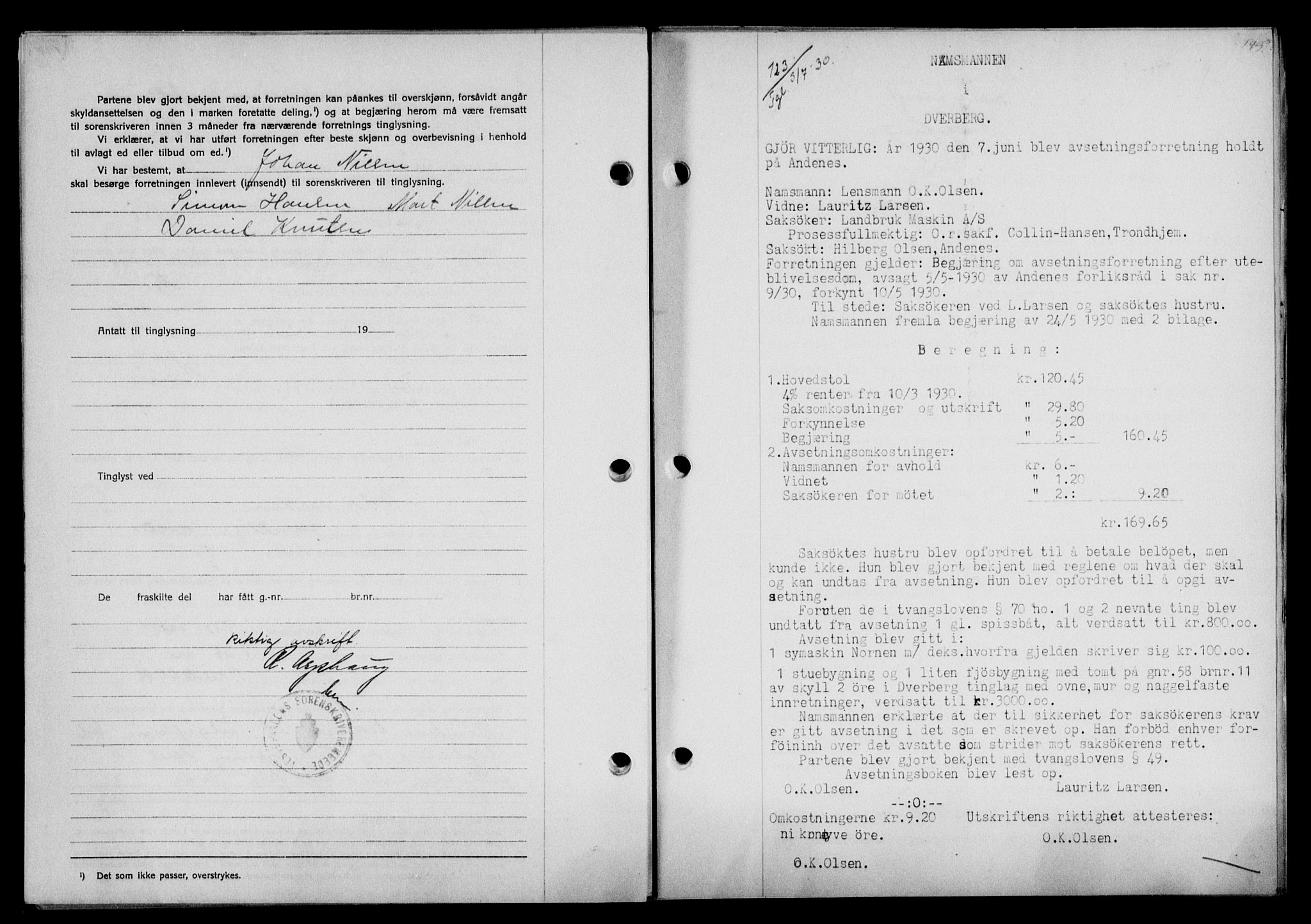 Vesterålen sorenskriveri, SAT/A-4180/1/2/2Ca/L0051: Mortgage book no. 44, 1930-1930, Deed date: 03.07.1930