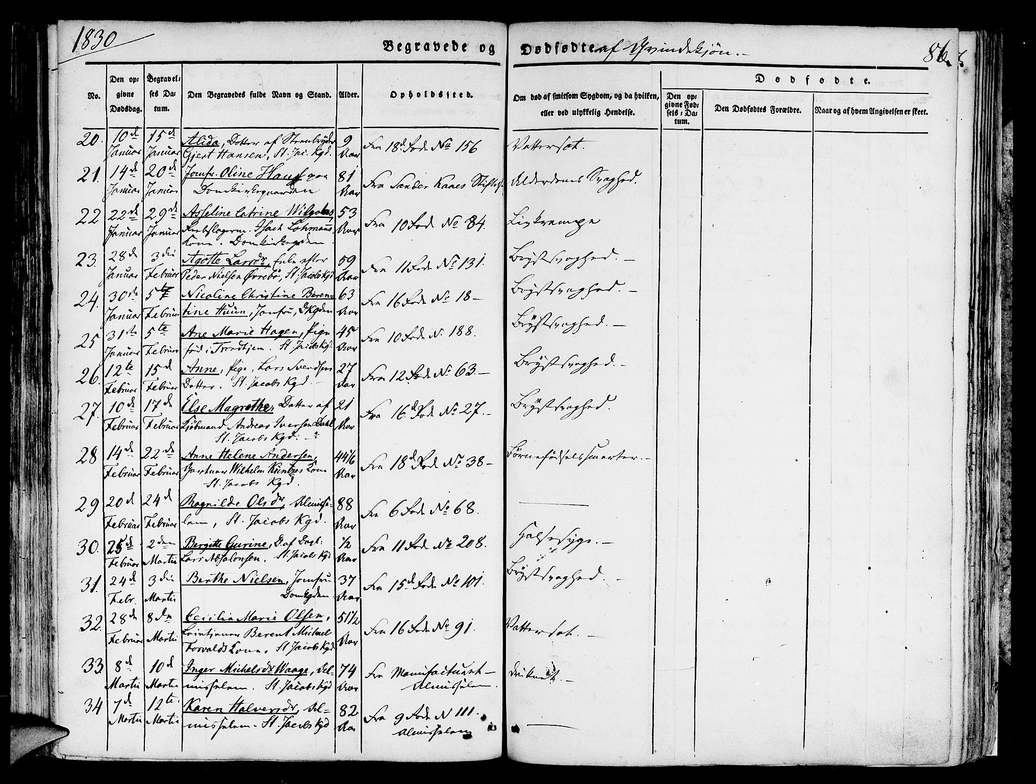 Domkirken sokneprestembete, AV/SAB-A-74801/H/Hab/L0006: Parish register (copy) no. A 6, 1827-1834, p. 86