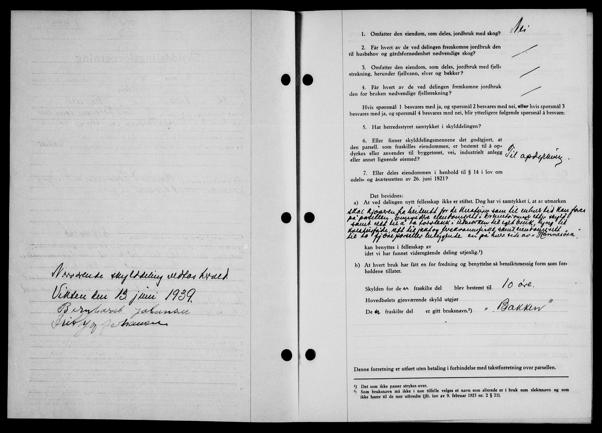 Lofoten sorenskriveri, SAT/A-0017/1/2/2C/L0007a: Mortgage book no. 7a, 1939-1940, Diary no: : 2768/1939