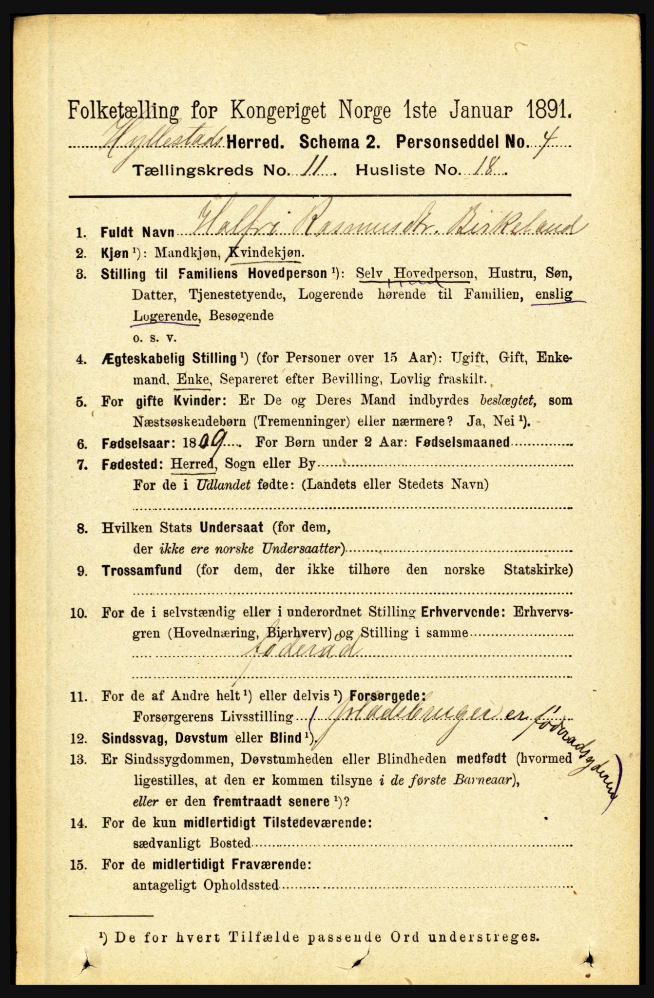 RA, 1891 census for 1413 Hyllestad, 1891, p. 2134