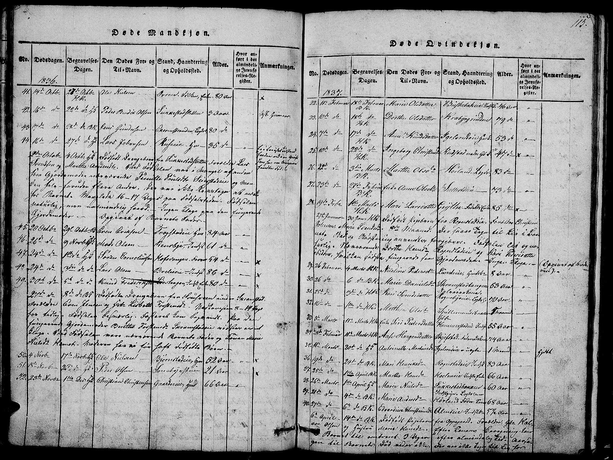 Østre Toten prestekontor, AV/SAH-PREST-104/H/Ha/Hab/L0001: Parish register (copy) no. 1, 1827-1839, p. 115