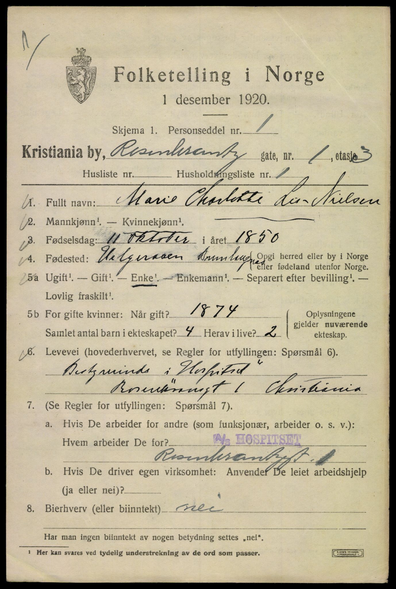 SAO, 1920 census for Kristiania, 1920, p. 466393