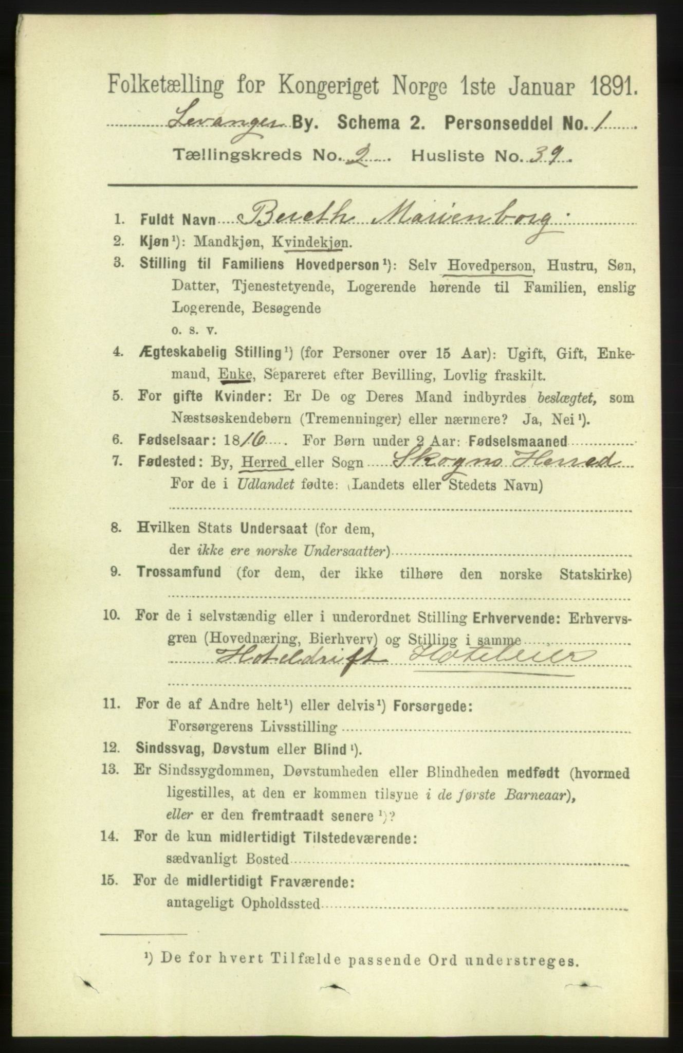 RA, 1891 census for 1701 Levanger, 1891, p. 799