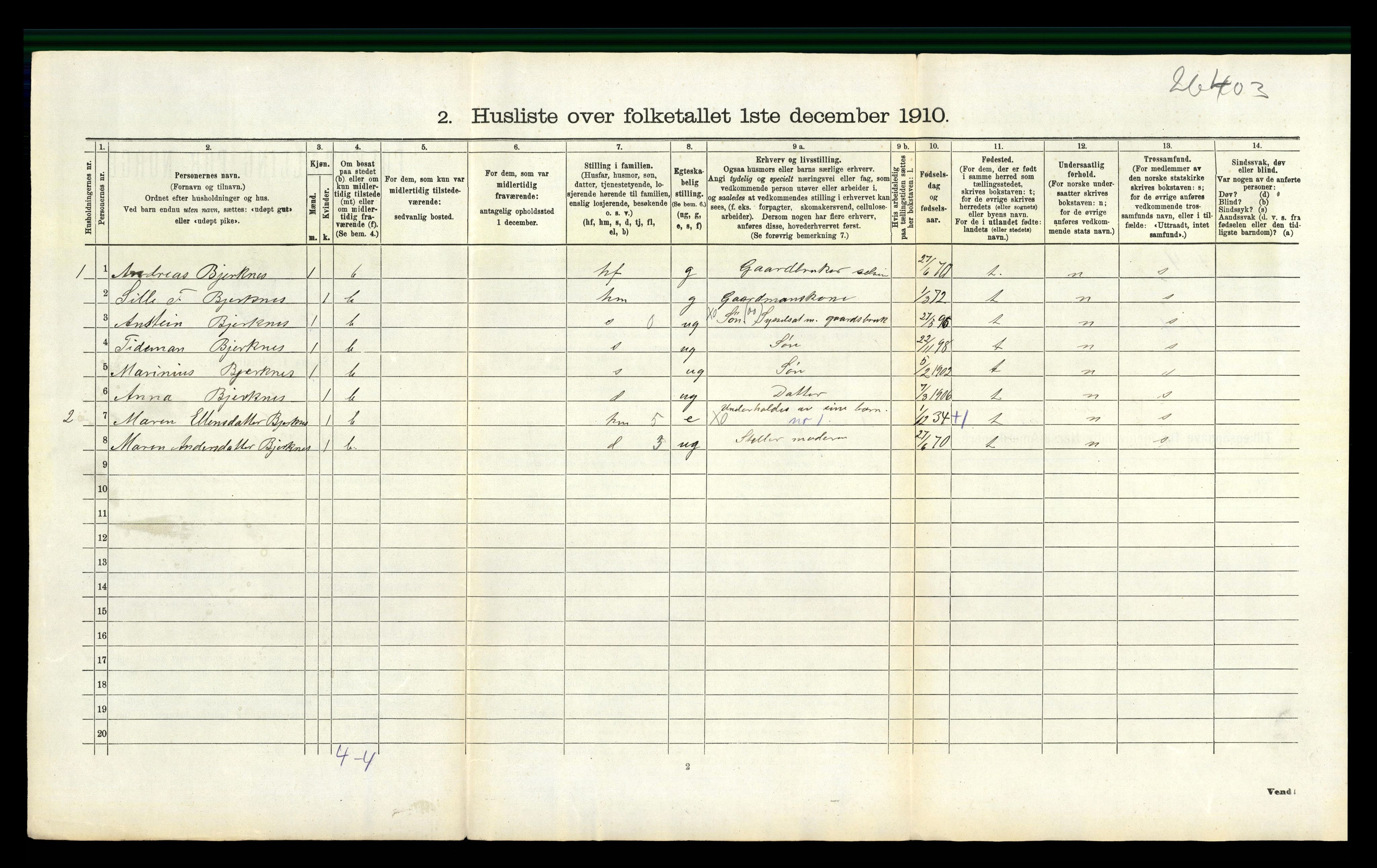 RA, 1910 census for Lier, 1910, p. 1007