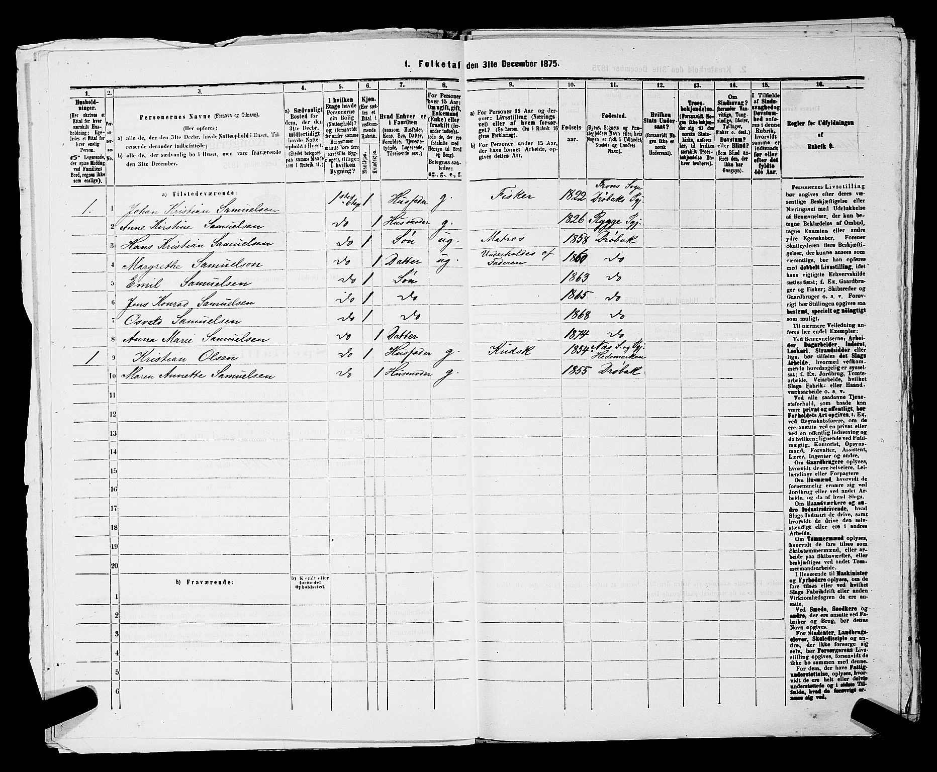 RA, 1875 census for 0203B Drøbak/Drøbak, 1875, p. 15