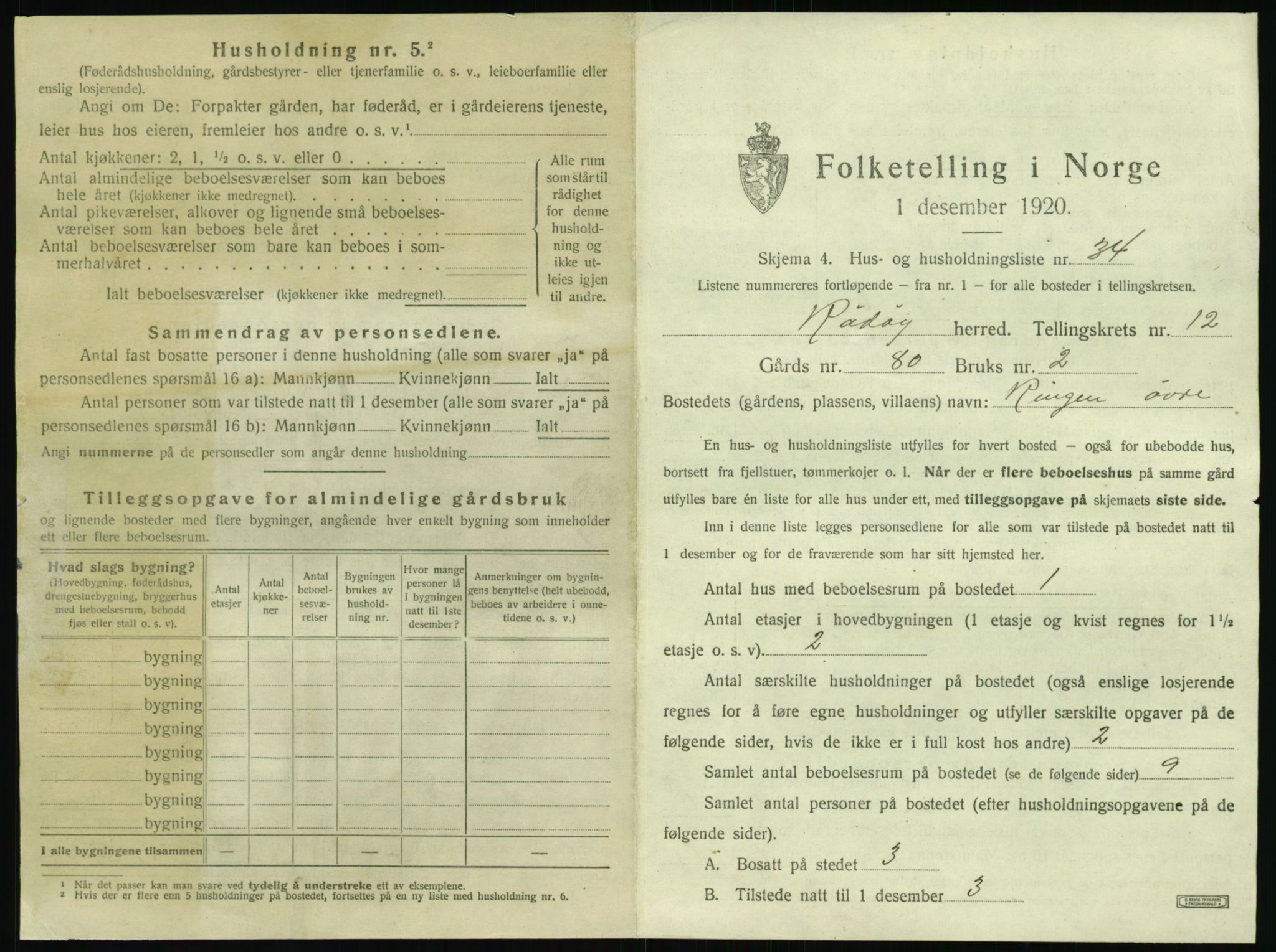 SAT, 1920 census for Rødøy, 1920, p. 964