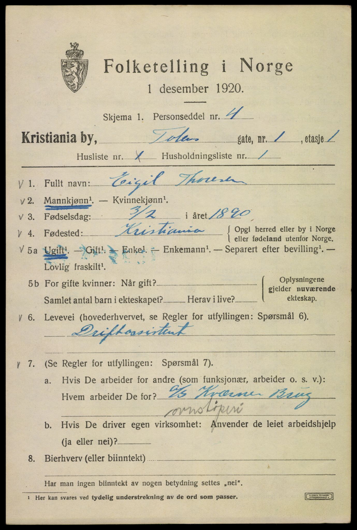 SAO, 1920 census for Kristiania, 1920, p. 596023