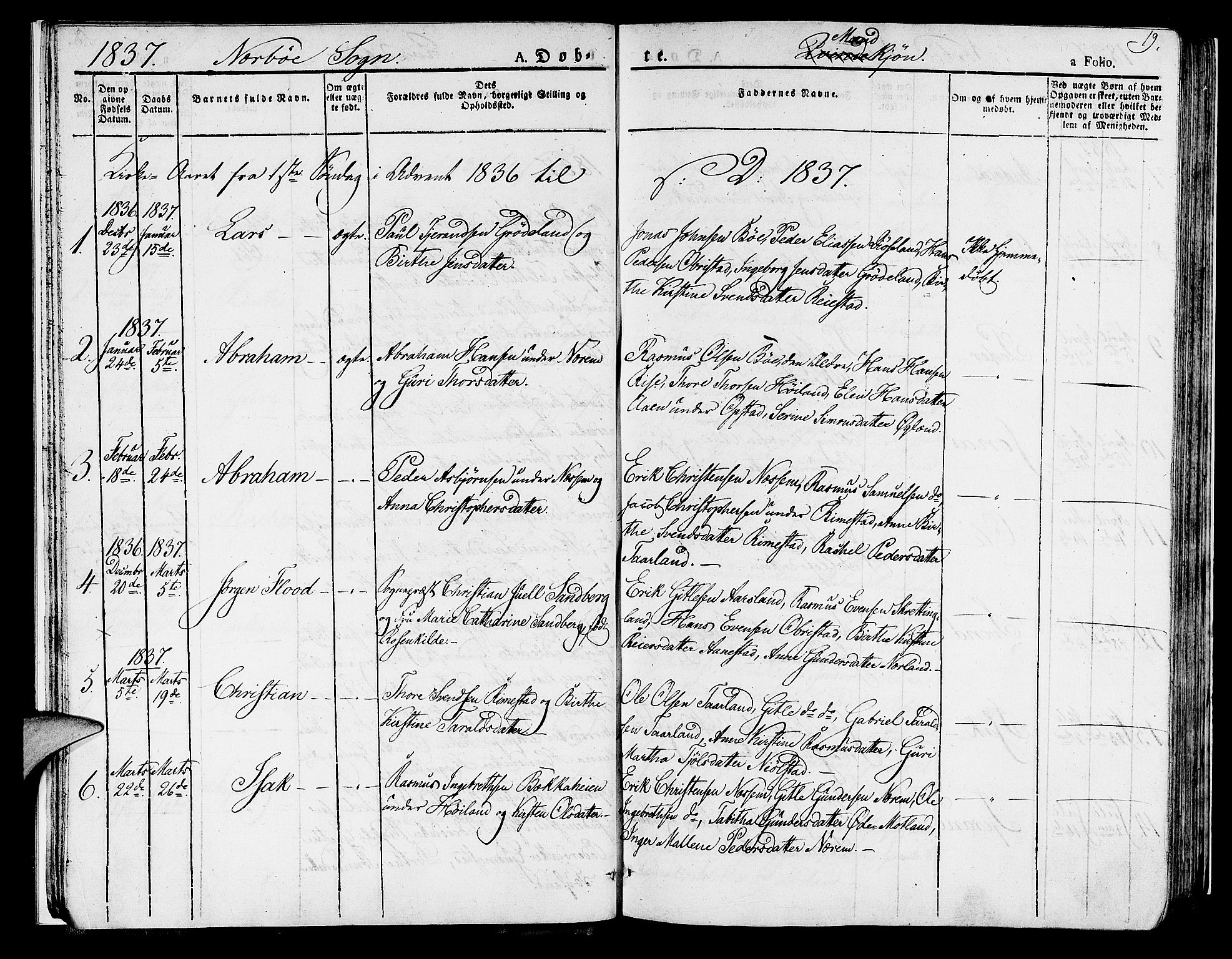 Hå sokneprestkontor, SAST/A-101801/001/30BA/L0004: Parish register (official) no. A 4.1 /1, 1826-1841, p. 19