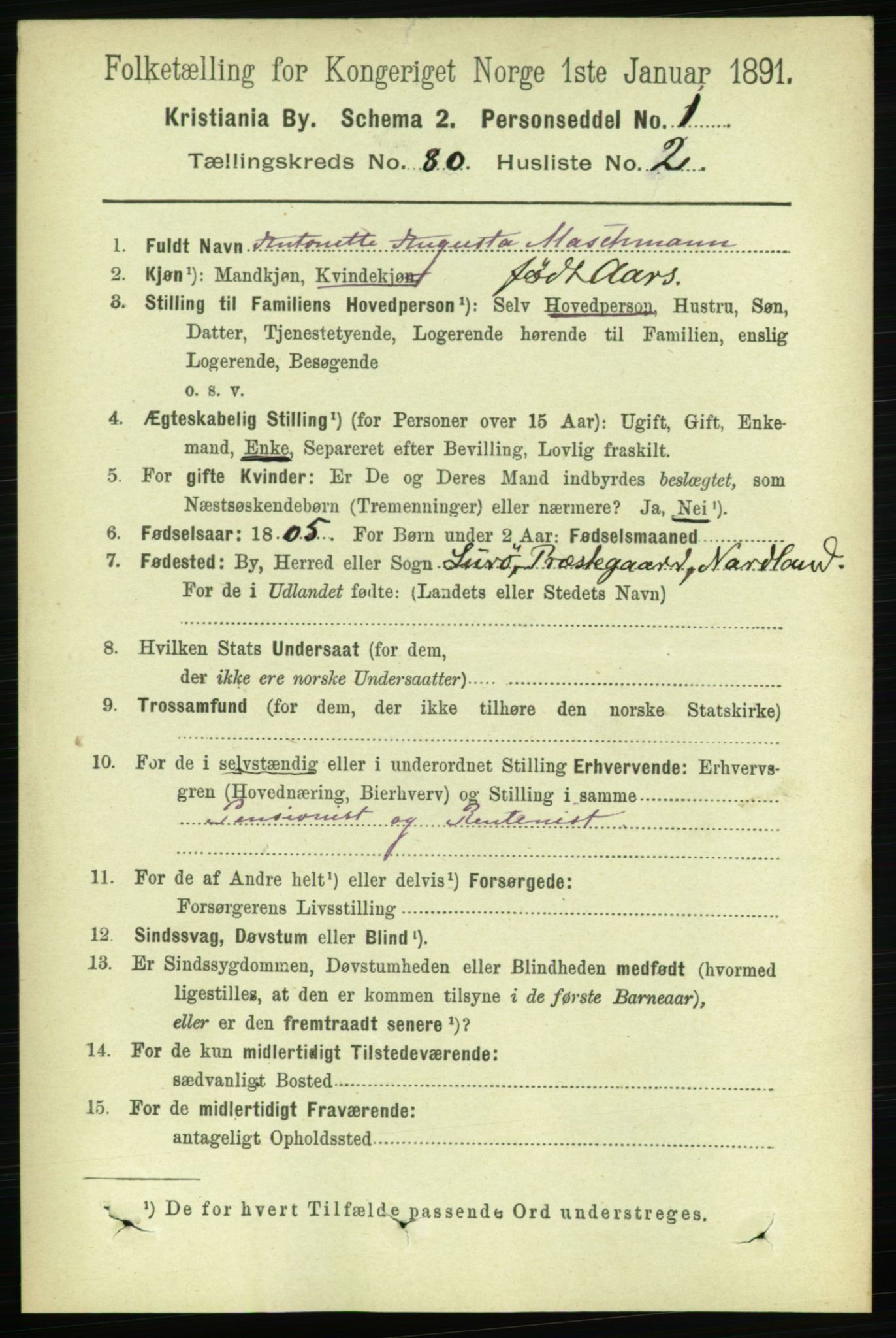 RA, 1891 census for 0301 Kristiania, 1891, p. 41294