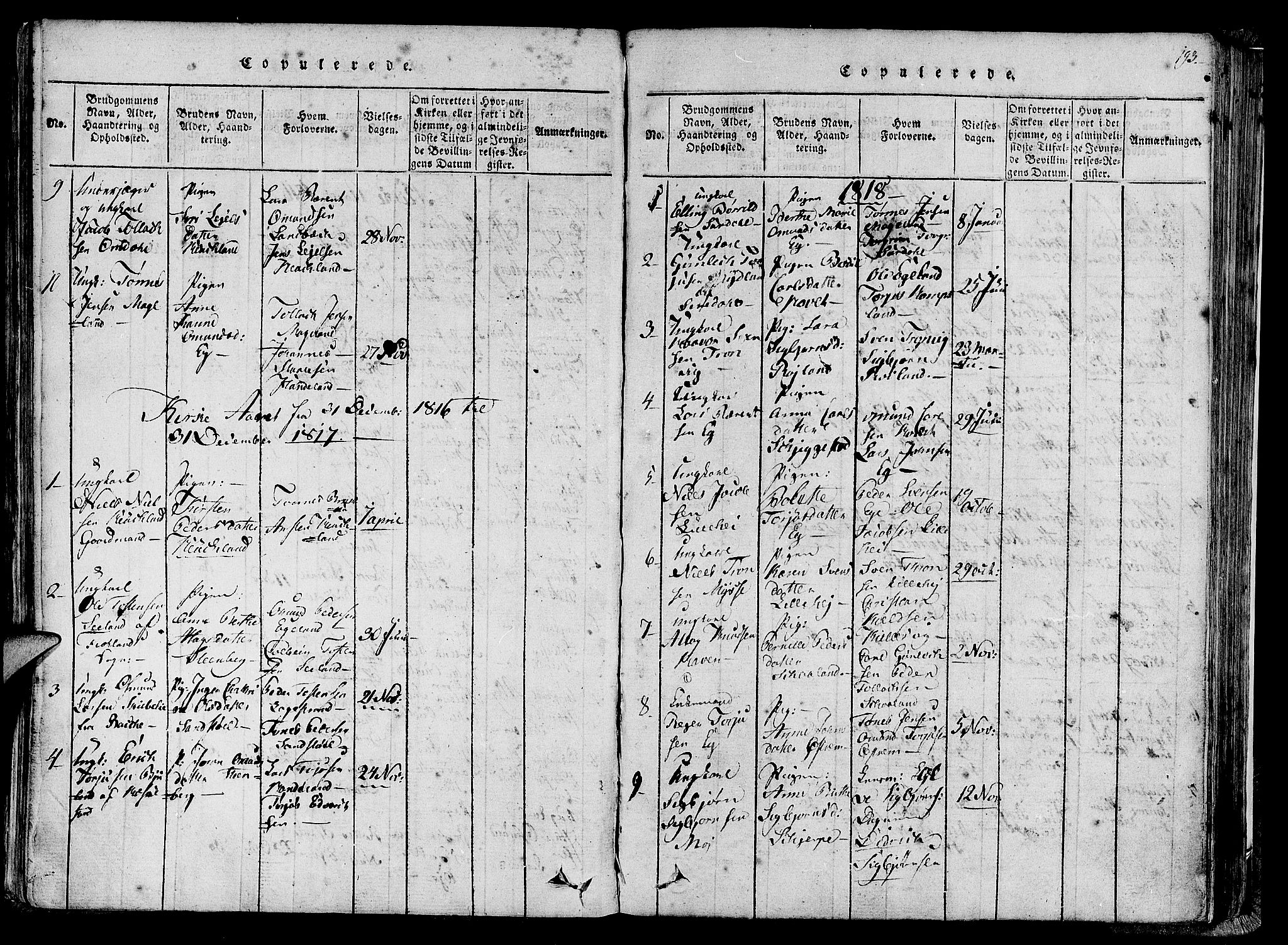 Lund sokneprestkontor, AV/SAST-A-101809/S06/L0005: Parish register (official) no. A 5, 1815-1833, p. 193