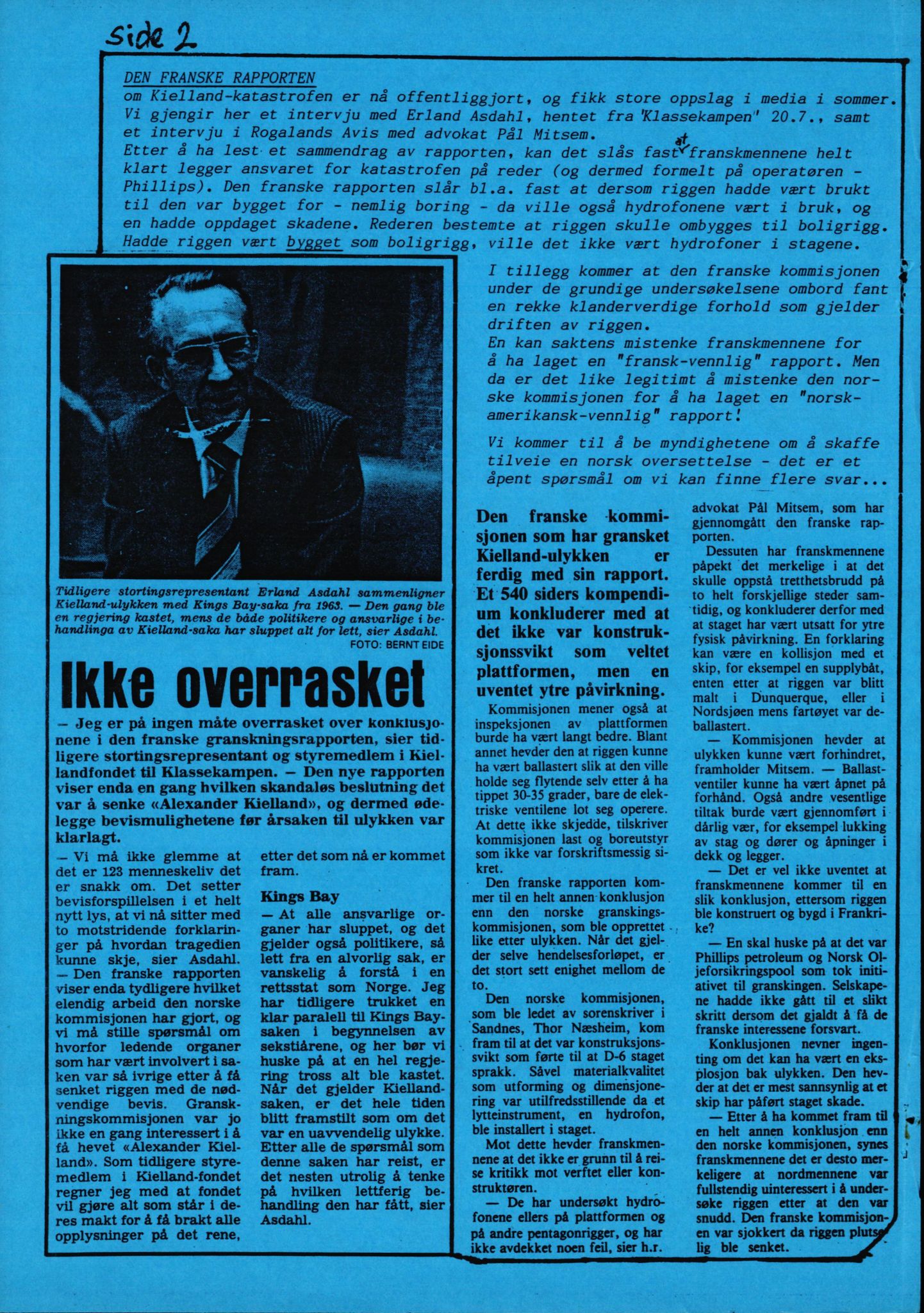 Pa 1660 - Kielland- fondet, AV/SAST-A-102242/X/Xa/L0001: Rapport til overlevende og etterlatte/ Kielland Bulletin, 1980-1998