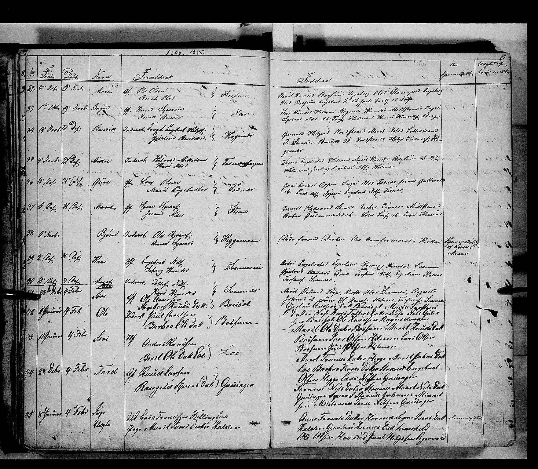 Nord-Aurdal prestekontor, SAH/PREST-132/H/Ha/Haa/L0005: Parish register (official) no. 5, 1842-1863, p. 27