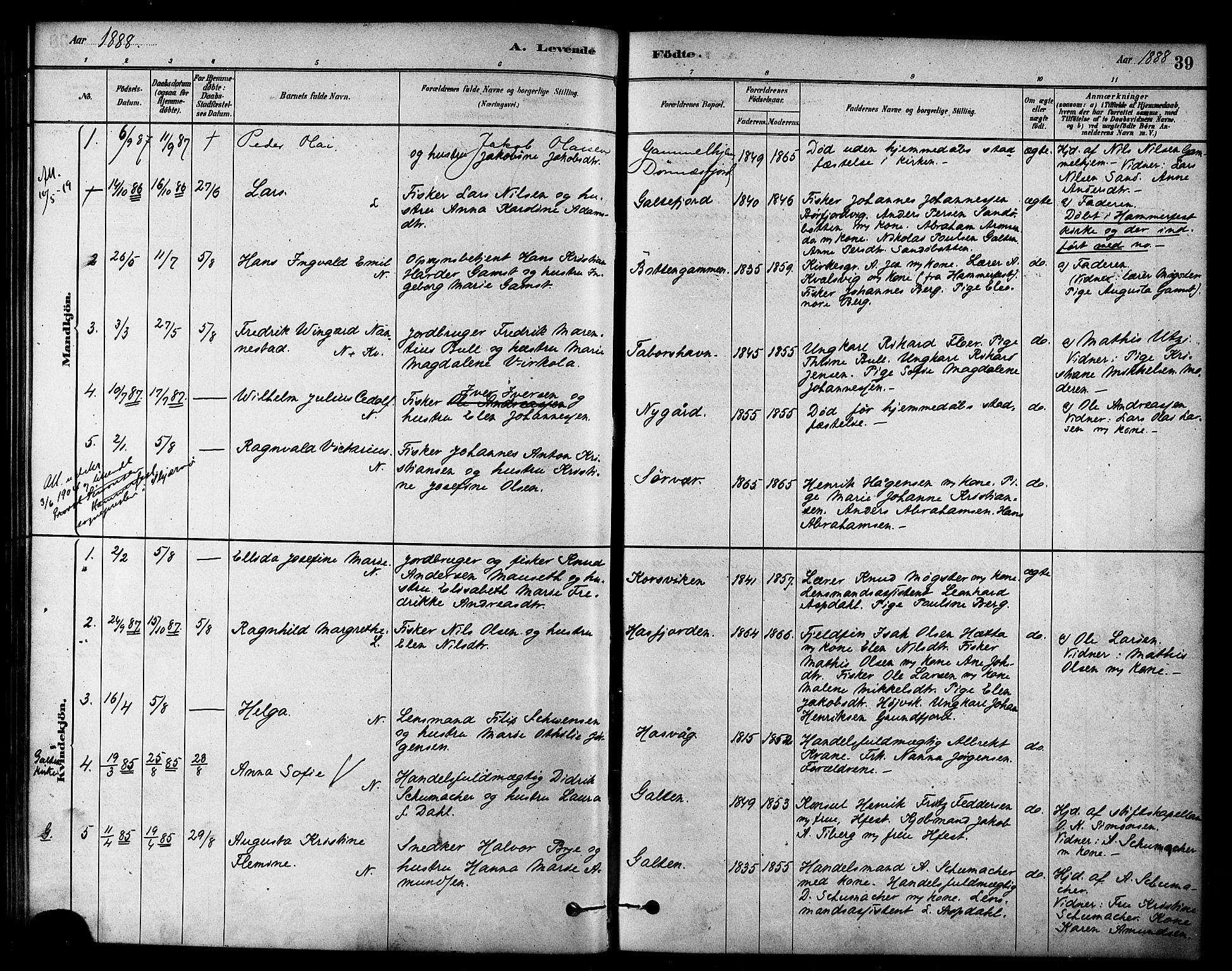 Loppa sokneprestkontor, AV/SATØ-S-1339/H/Ha/L0007kirke: Parish register (official) no. 7, 1879-1889, p. 39