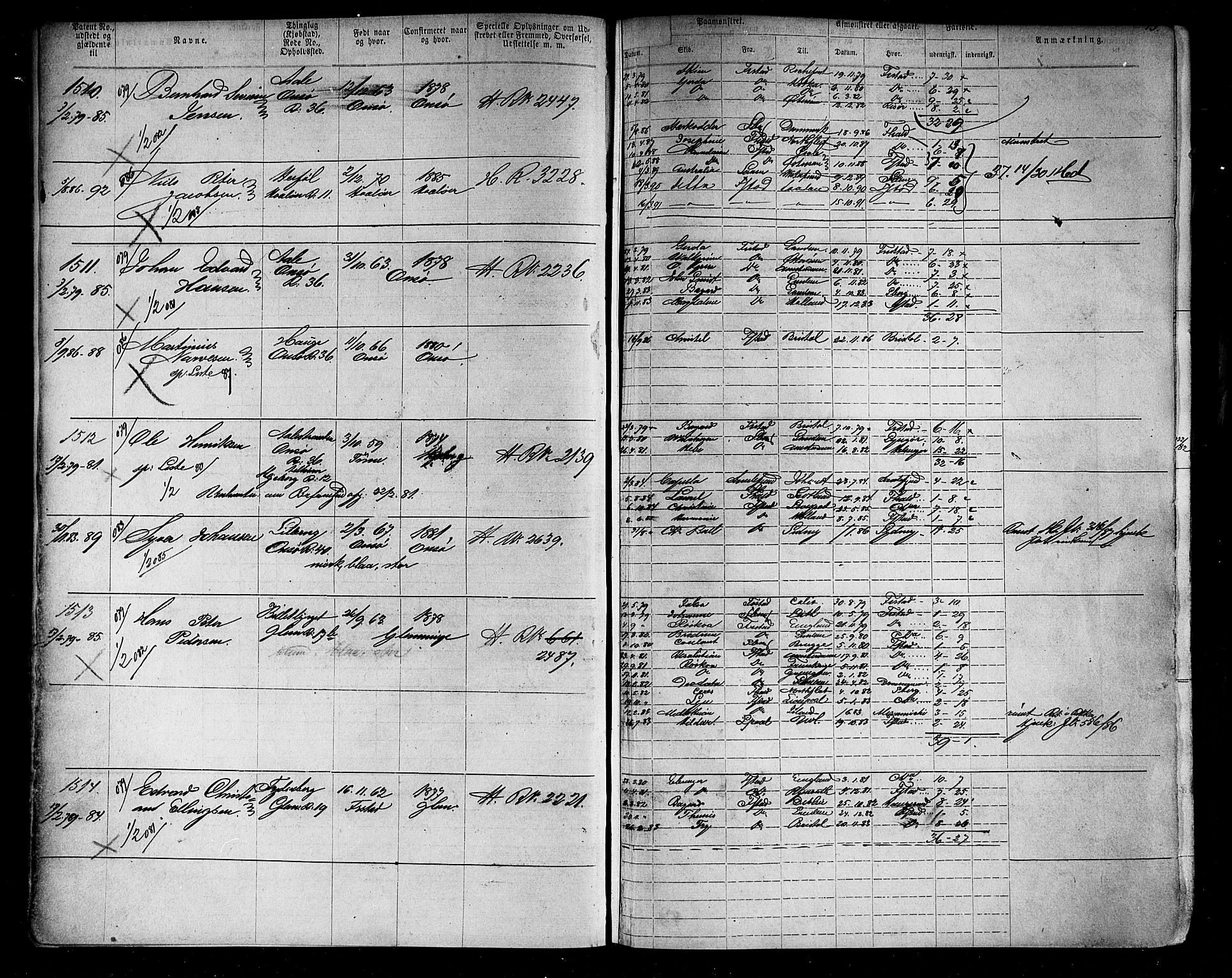 Fredrikstad mønstringskontor, SAO/A-10569b/F/Fc/Fca/L0005: Annotasjonsrulle, 1884-1899, p. 16