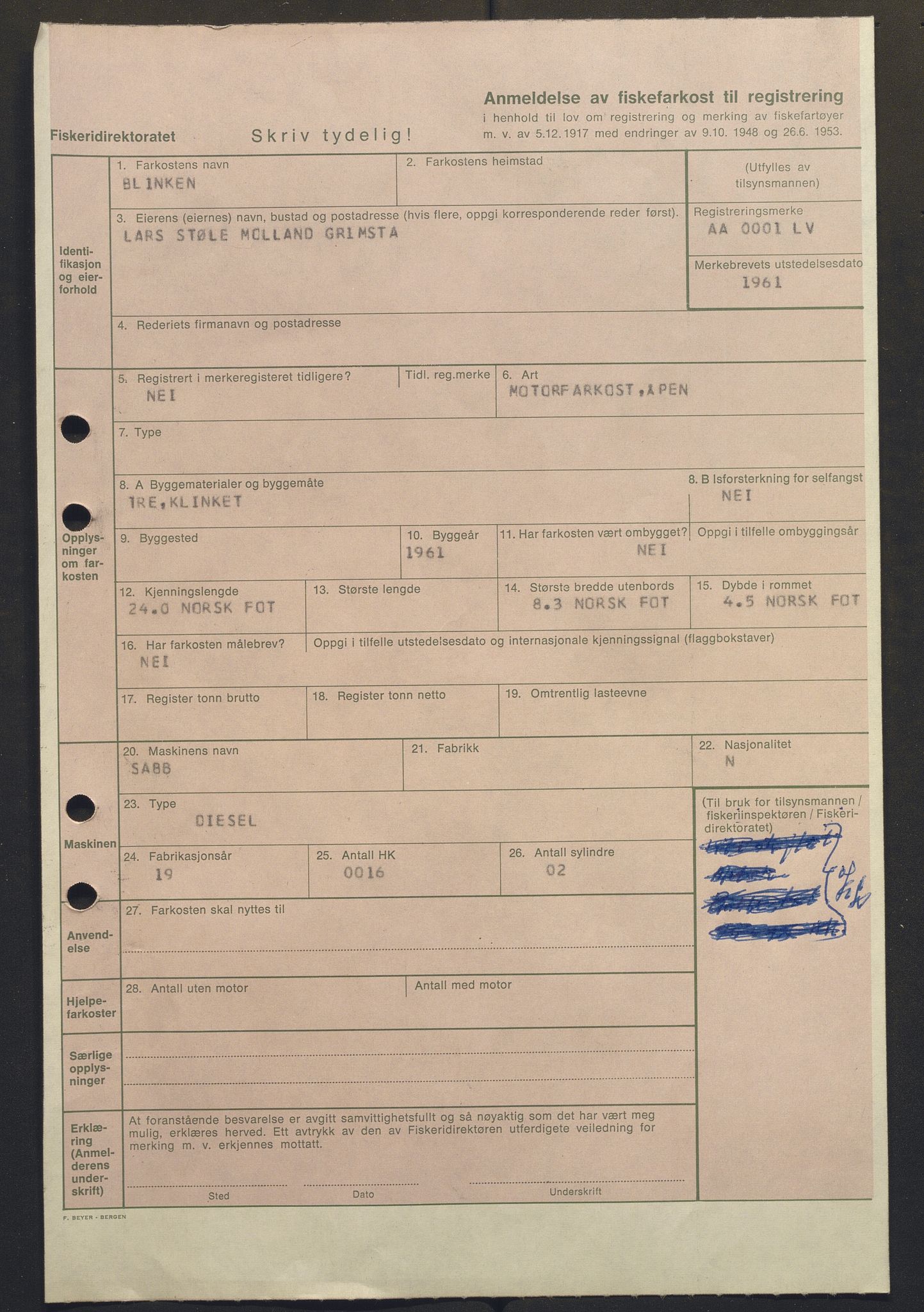 Fiskeridirektoratet - 1 Adm. ledelse - 13 Båtkontoret, AV/SAB-A-2003/I/Ia/Iak/L0021: 135.1110/3 Utmeldte - Landvik, 1970