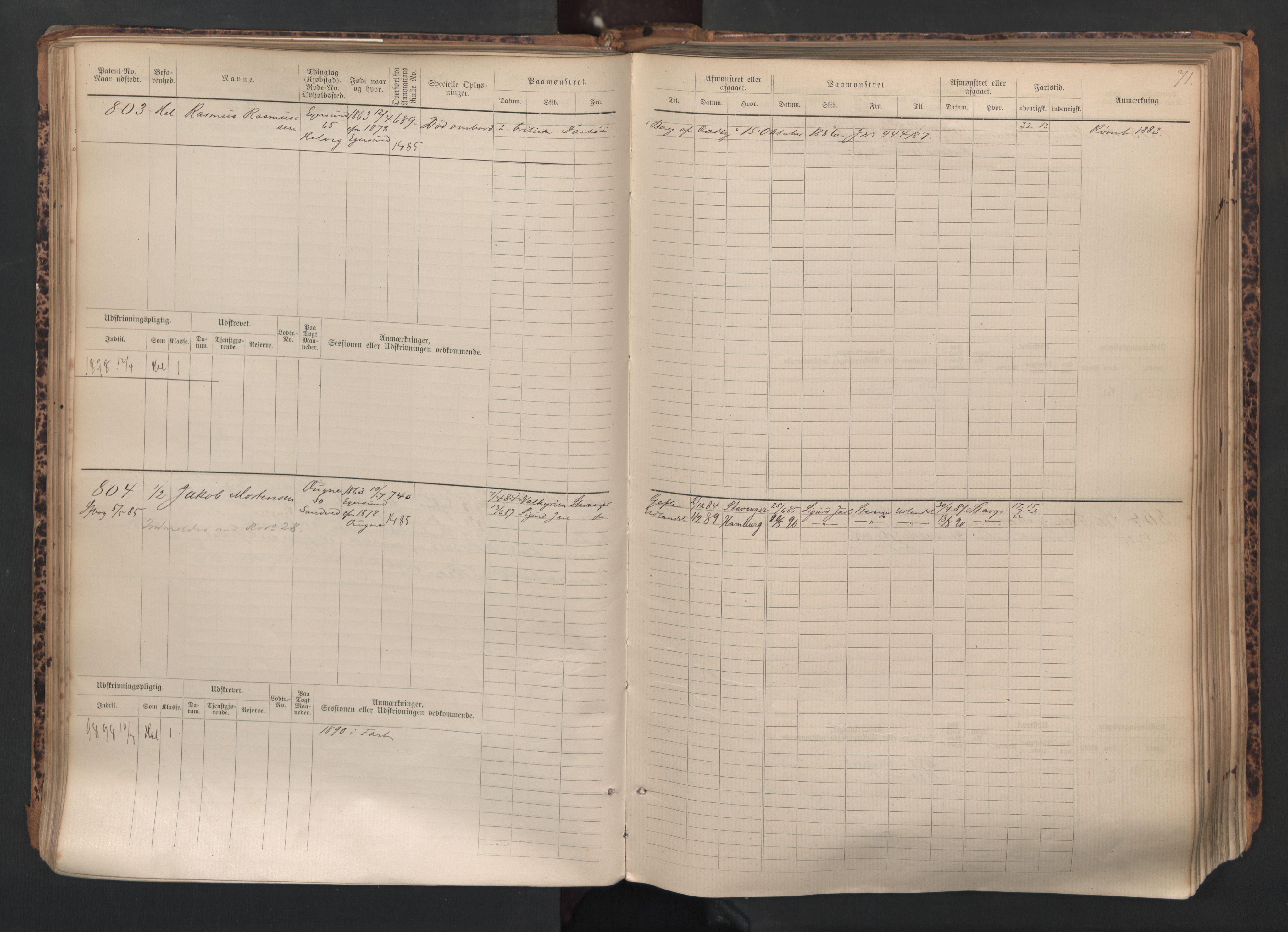 Egersund mønstringskrets, AV/SAK-2031-0019/F/Fb/L0002: Hovedrulle nr 667-1330, O-4, 1880-1940, p. 72