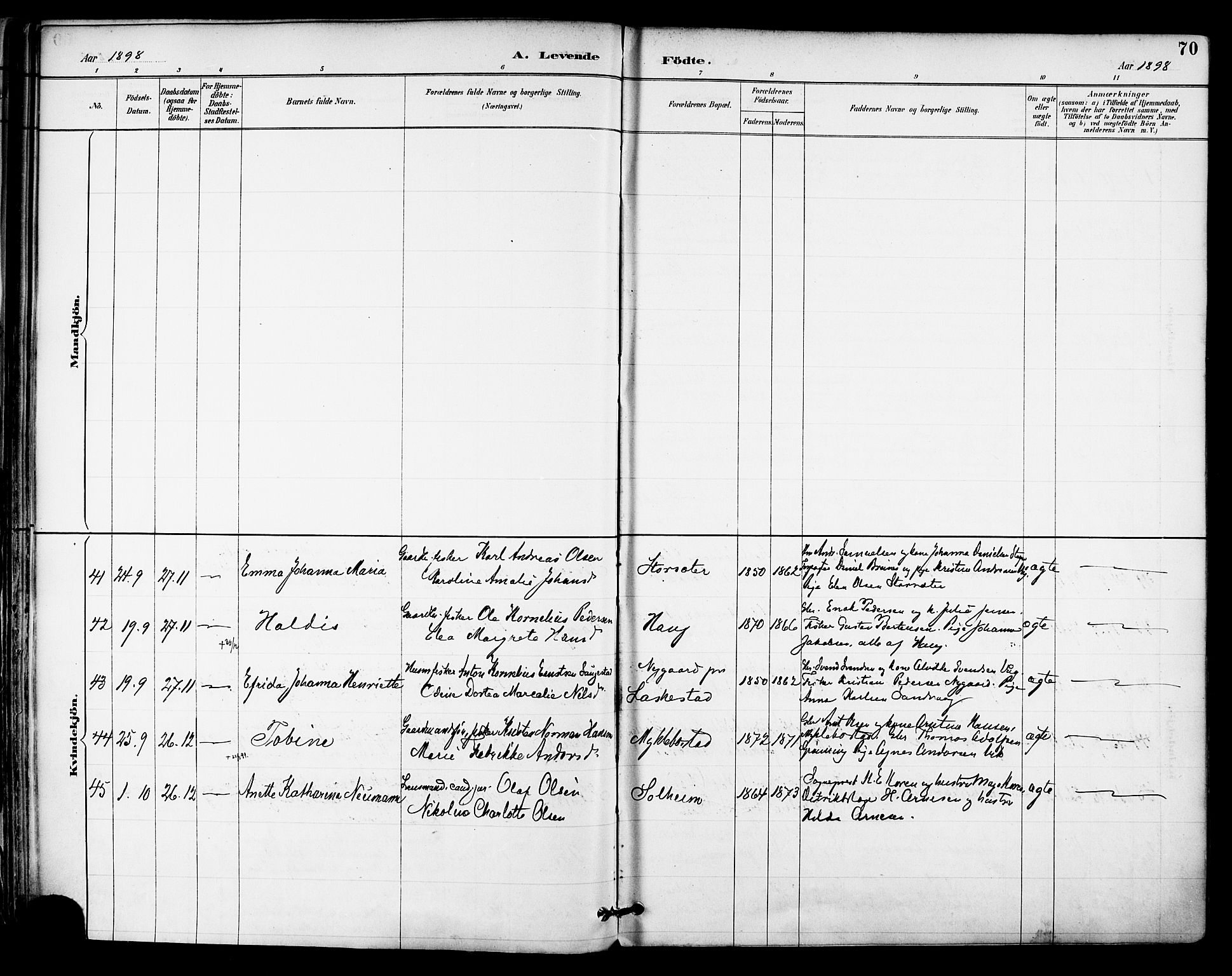 Ministerialprotokoller, klokkerbøker og fødselsregistre - Nordland, AV/SAT-A-1459/855/L0803: Parish register (official) no. 855A11, 1887-1905, p. 70