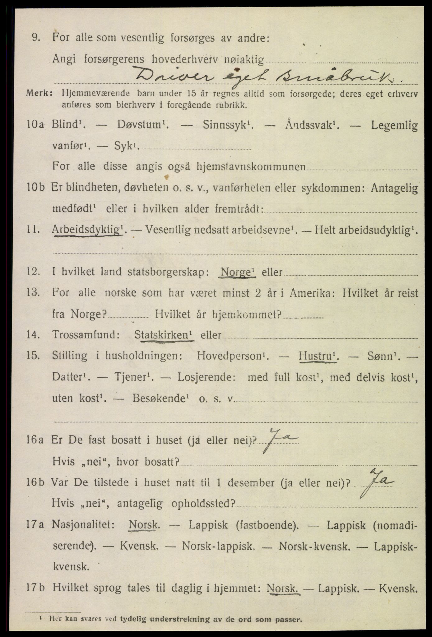 SAT, 1920 census for Lurøy, 1920, p. 4026