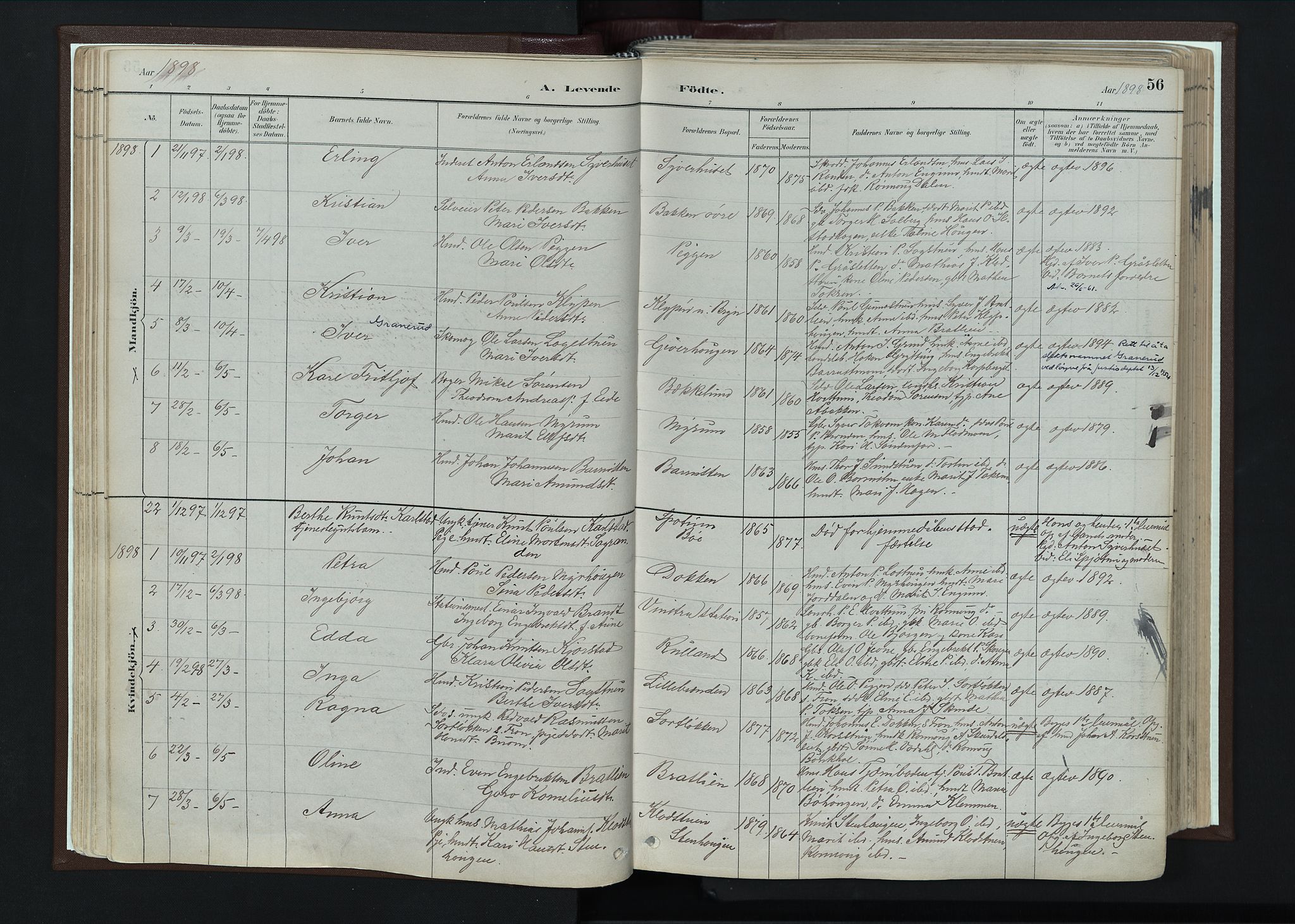 Nord-Fron prestekontor, AV/SAH-PREST-080/H/Ha/Haa/L0004: Parish register (official) no. 4, 1884-1914, p. 56