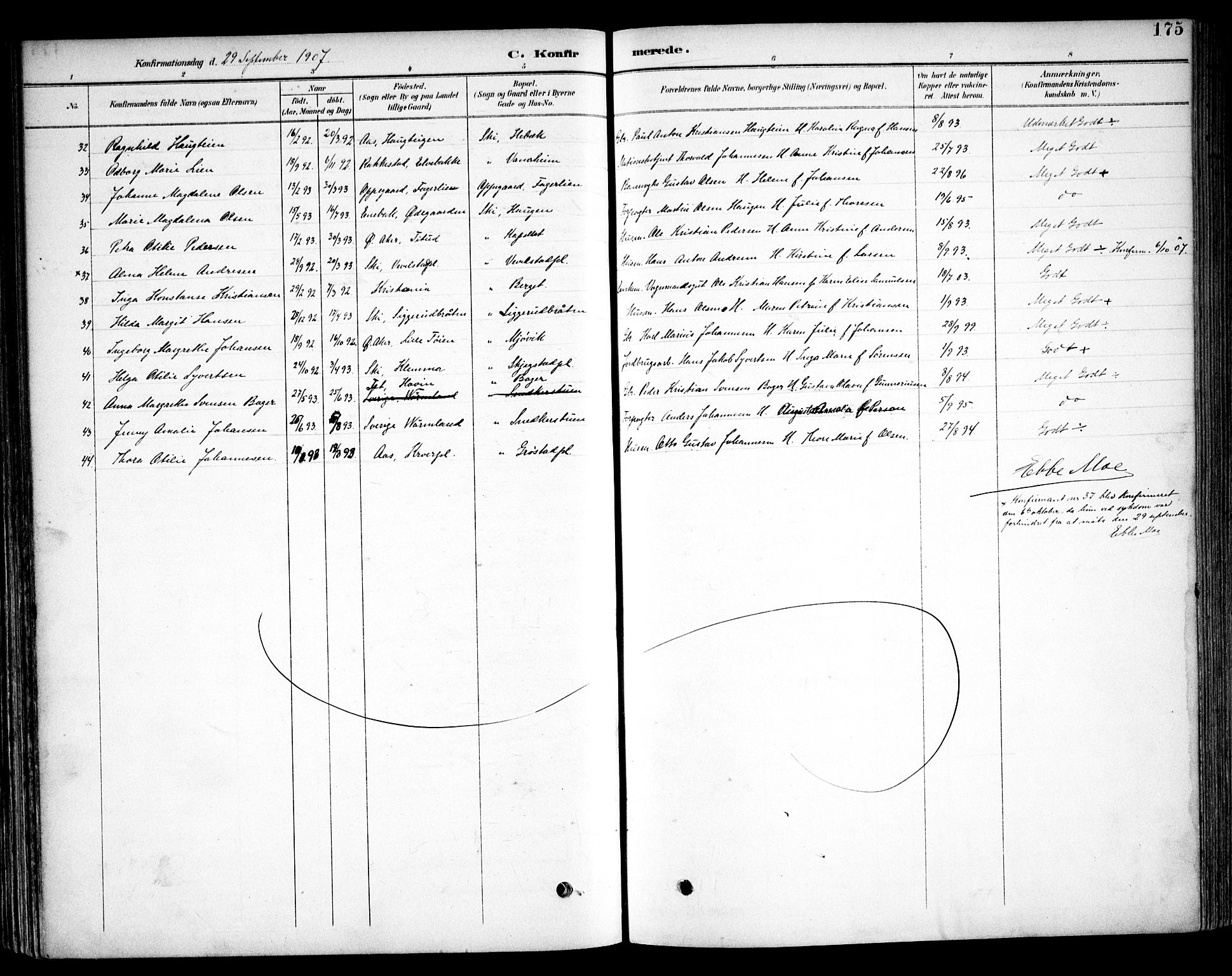 Kråkstad prestekontor Kirkebøker, SAO/A-10125a/F/Fb/L0002: Parish register (official) no. II 2, 1893-1917, p. 175