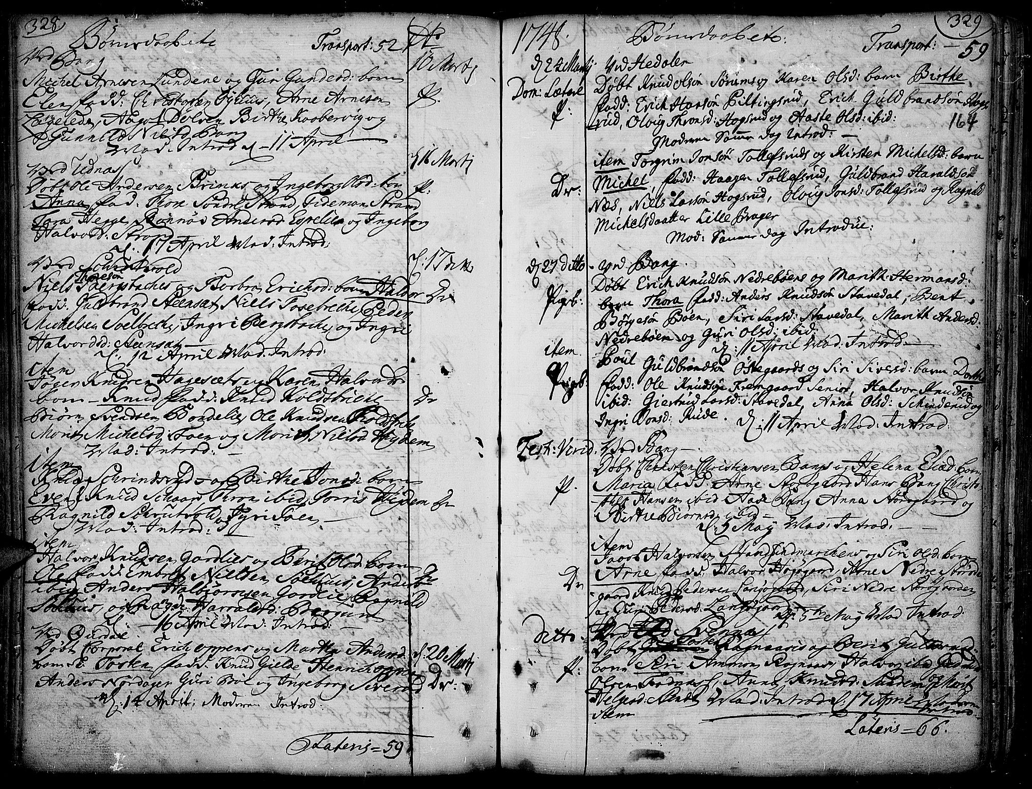 Aurdal prestekontor, AV/SAH-PREST-126/H/Ha/Haa/L0004: Parish register (official) no. 4, 1730-1762, p. 328-329