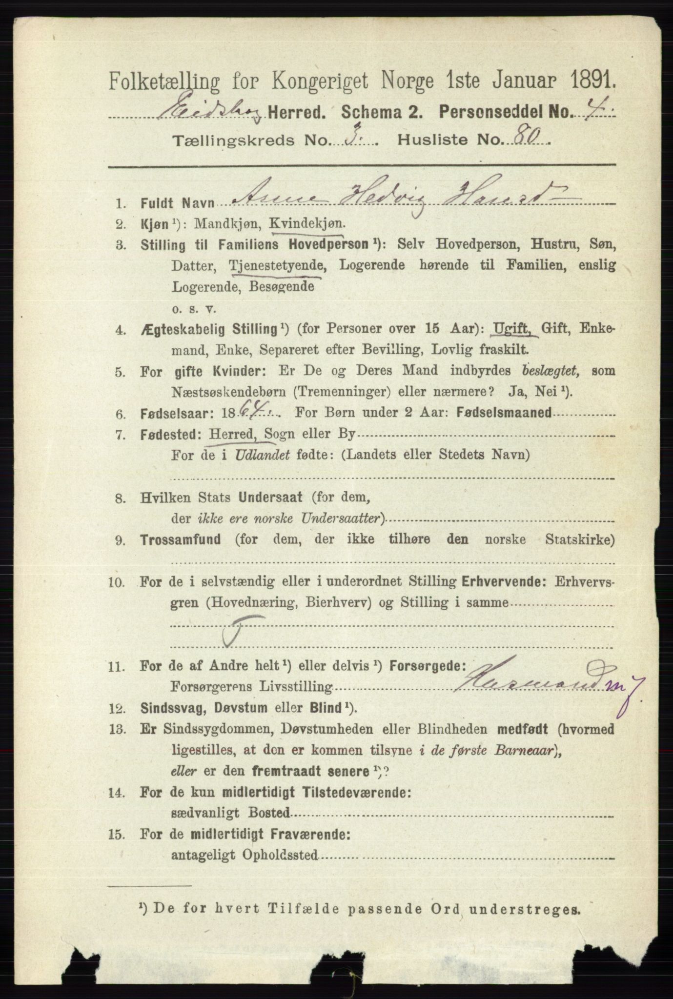 RA, 1891 census for 0420 Eidskog, 1891, p. 1518