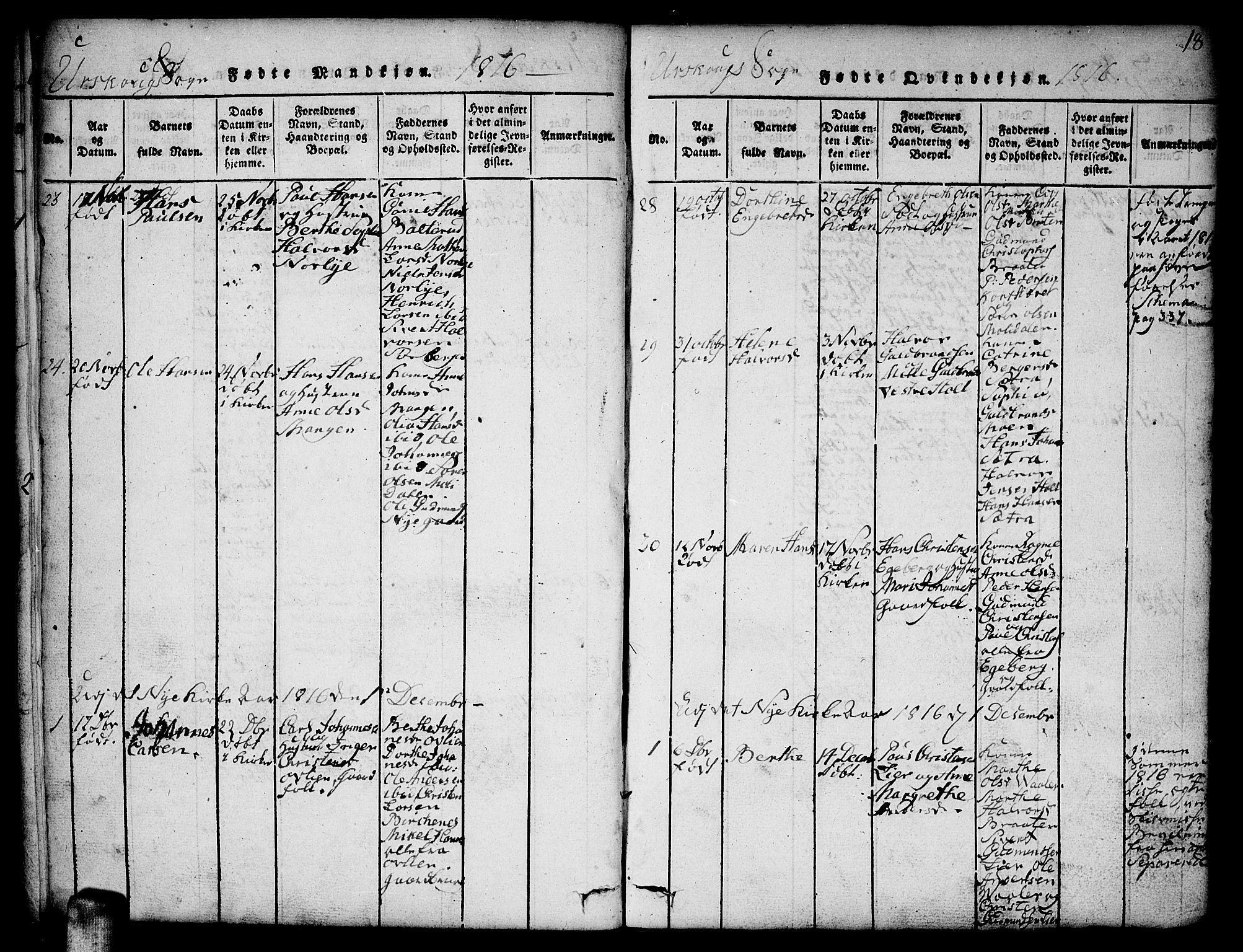 Aurskog prestekontor Kirkebøker, SAO/A-10304a/F/Fa/L0005: Parish register (official) no. I 5, 1814-1829, p. 18