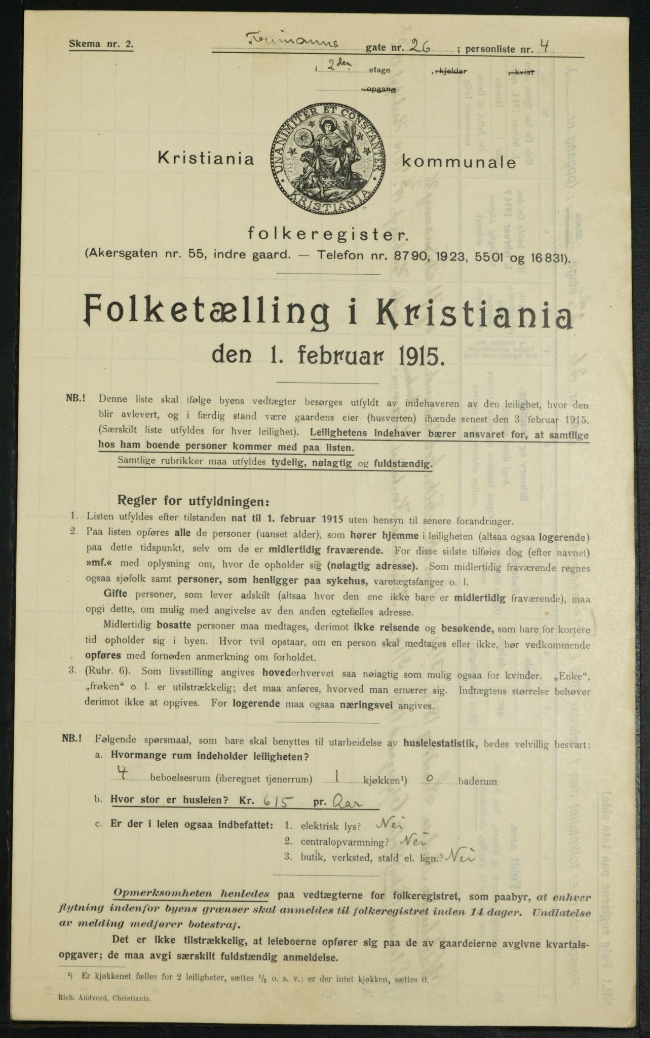 OBA, Municipal Census 1915 for Kristiania, 1915, p. 26715