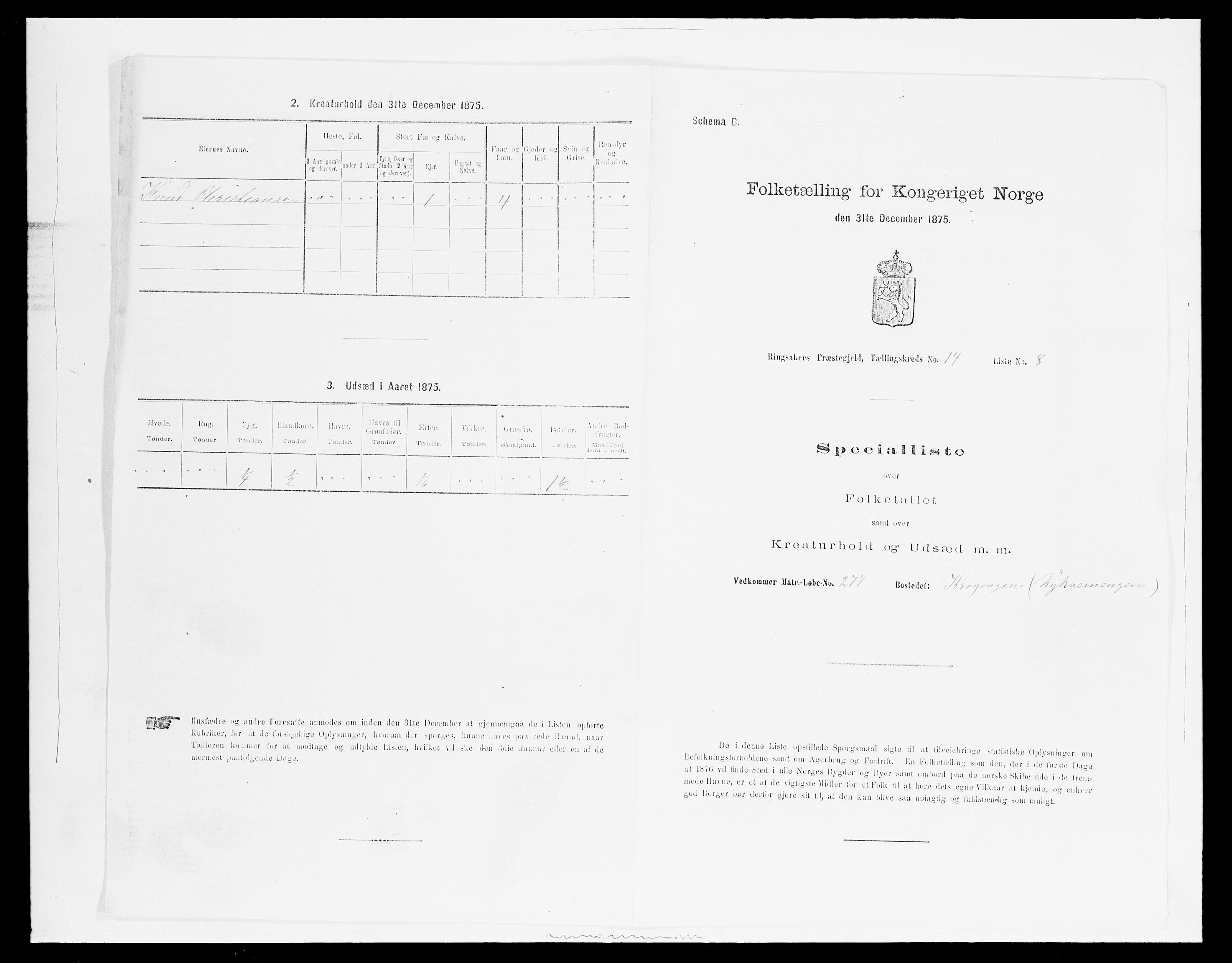 SAH, 1875 census for 0412P Ringsaker, 1875, p. 2836