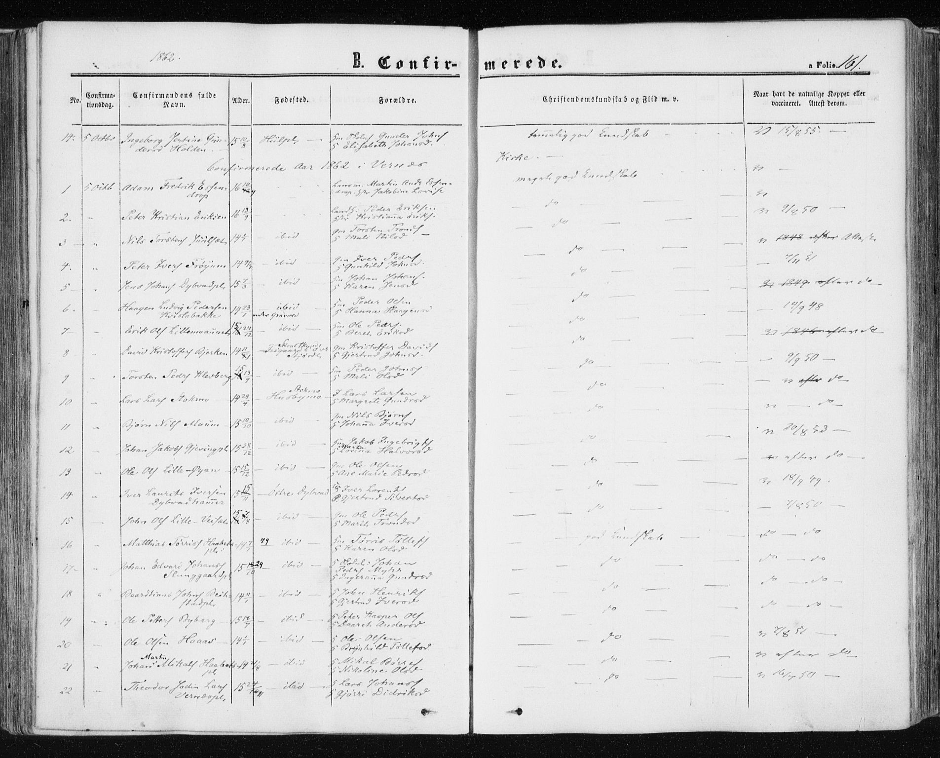 Ministerialprotokoller, klokkerbøker og fødselsregistre - Nord-Trøndelag, SAT/A-1458/709/L0075: Parish register (official) no. 709A15, 1859-1870, p. 161