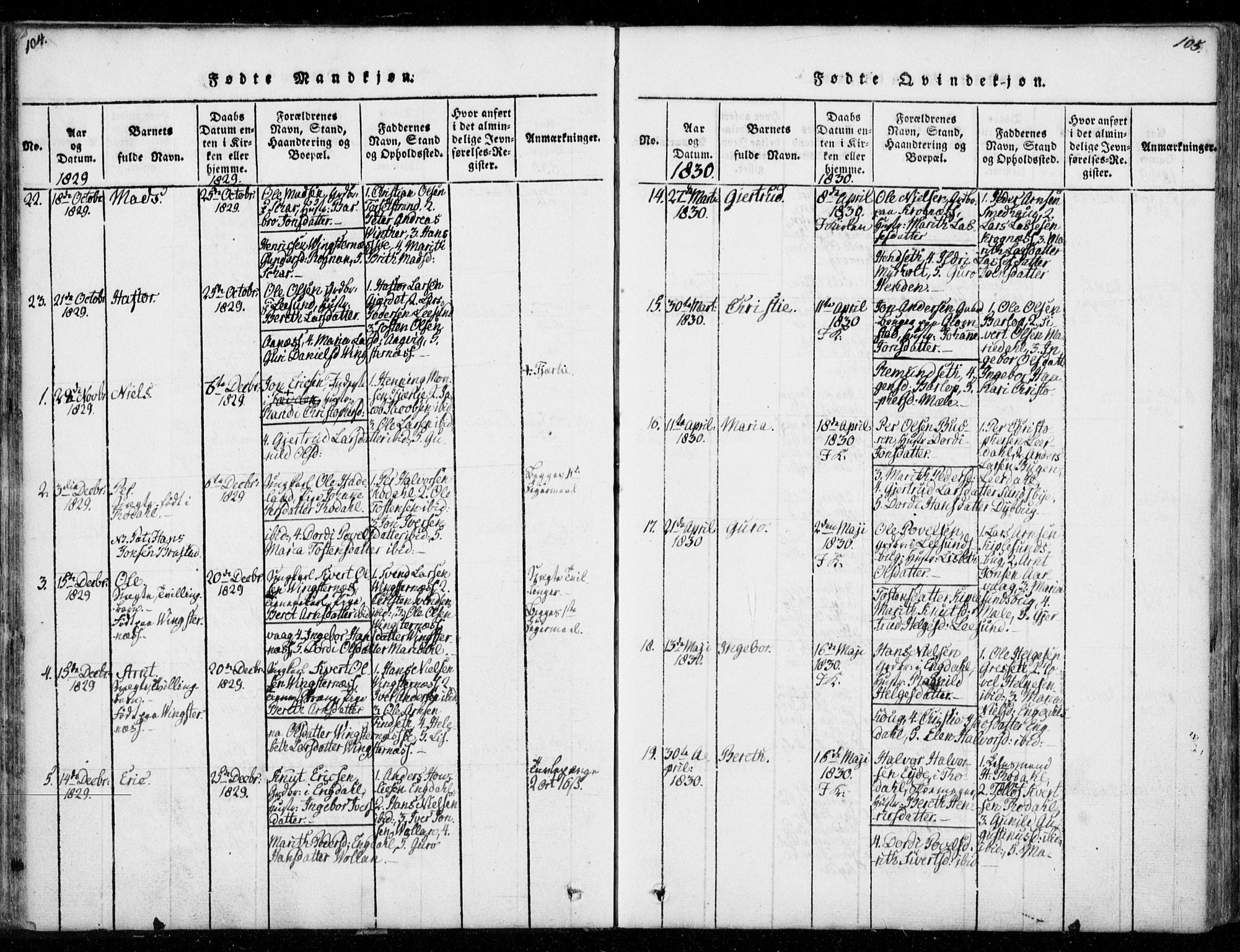 Ministerialprotokoller, klokkerbøker og fødselsregistre - Møre og Romsdal, AV/SAT-A-1454/578/L0903: Parish register (official) no. 578A02, 1819-1838, p. 104-105