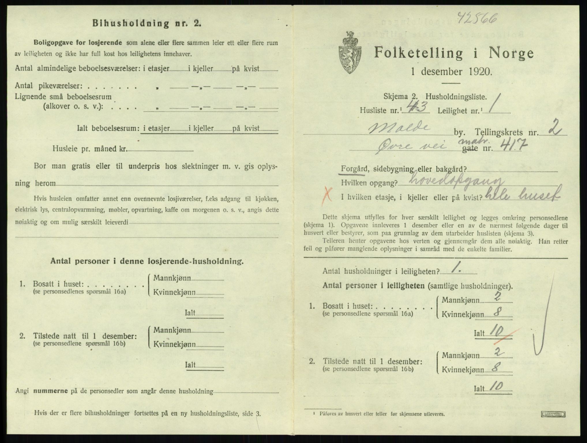 SAT, 1920 census for Molde, 1920, p. 1075