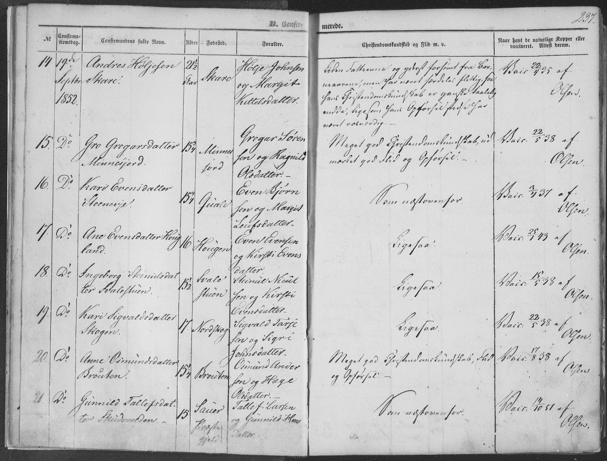 Seljord kirkebøker, AV/SAKO-A-20/F/Fa/L012b: Parish register (official) no. I 12B, 1850-1865, p. 237