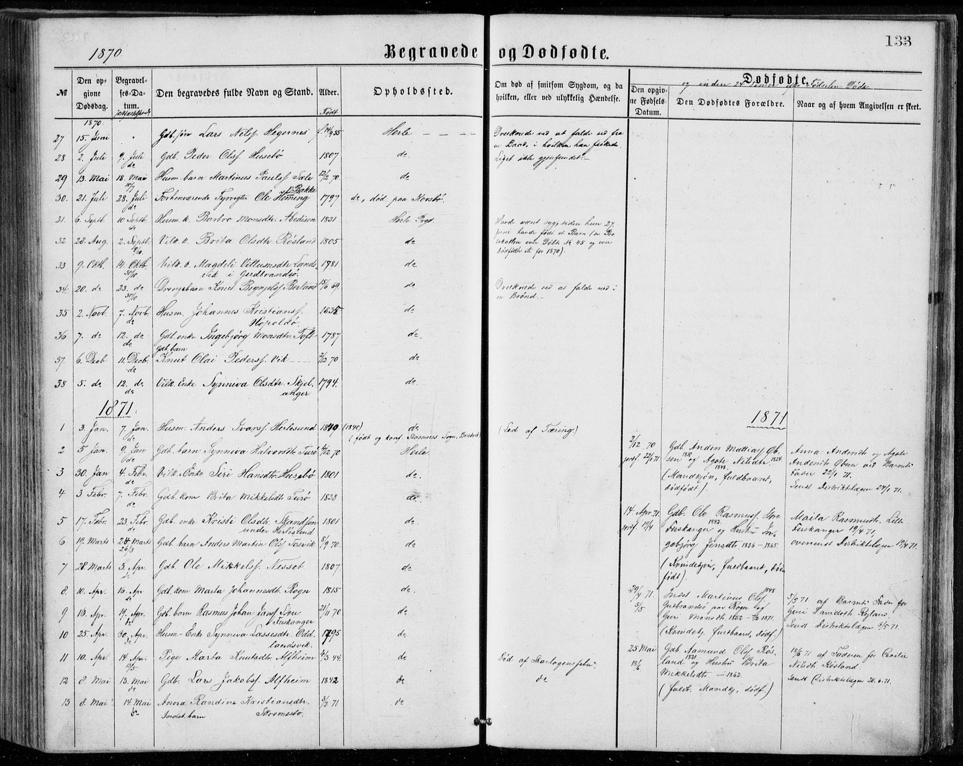 Herdla Sokneprestembete, SAB/A-75701/H/Haa: Parish register (official) no. A 2, 1869-1877, p. 133